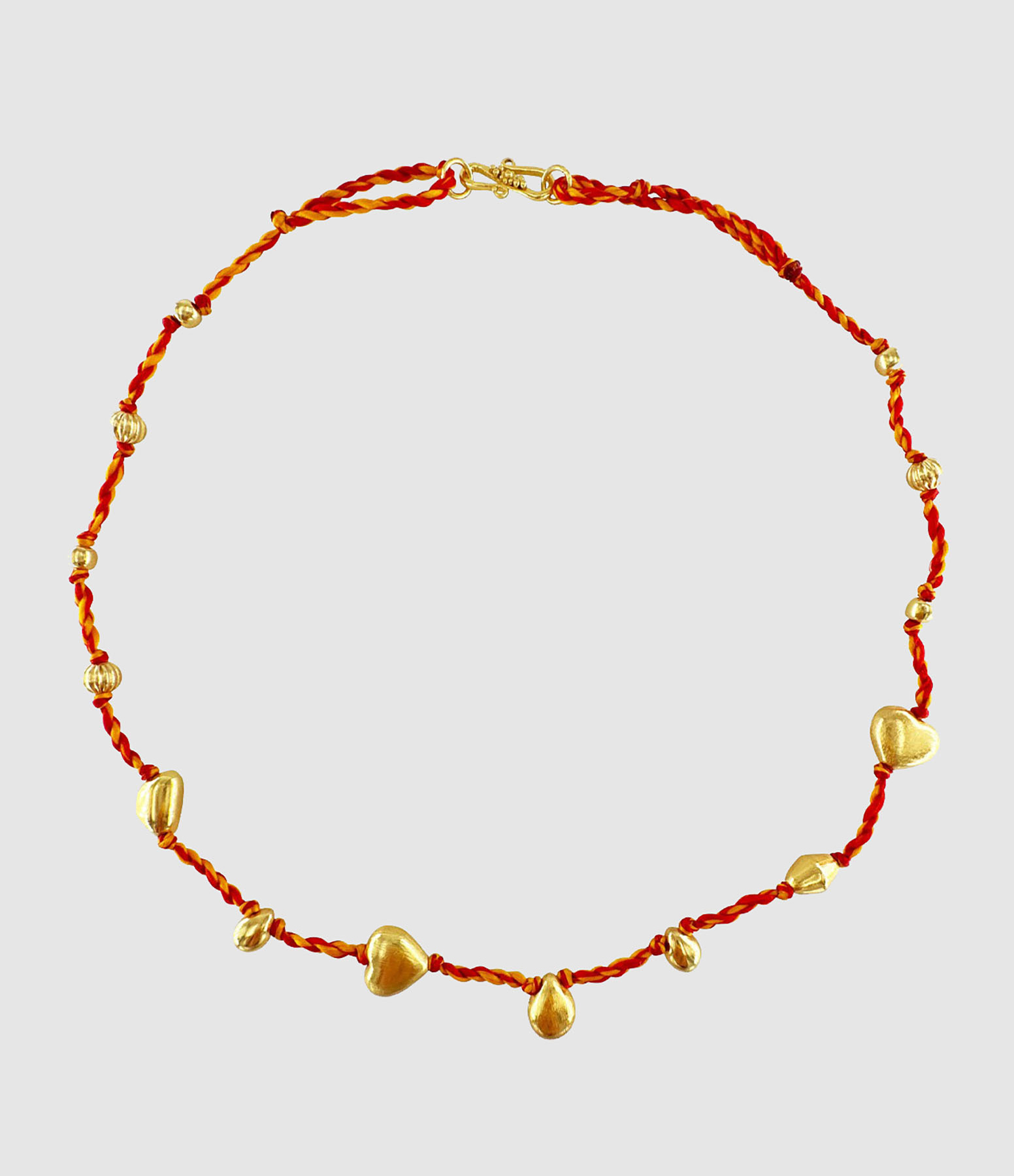 Collier Fil Sacré Indien Rouge Or Jaune
