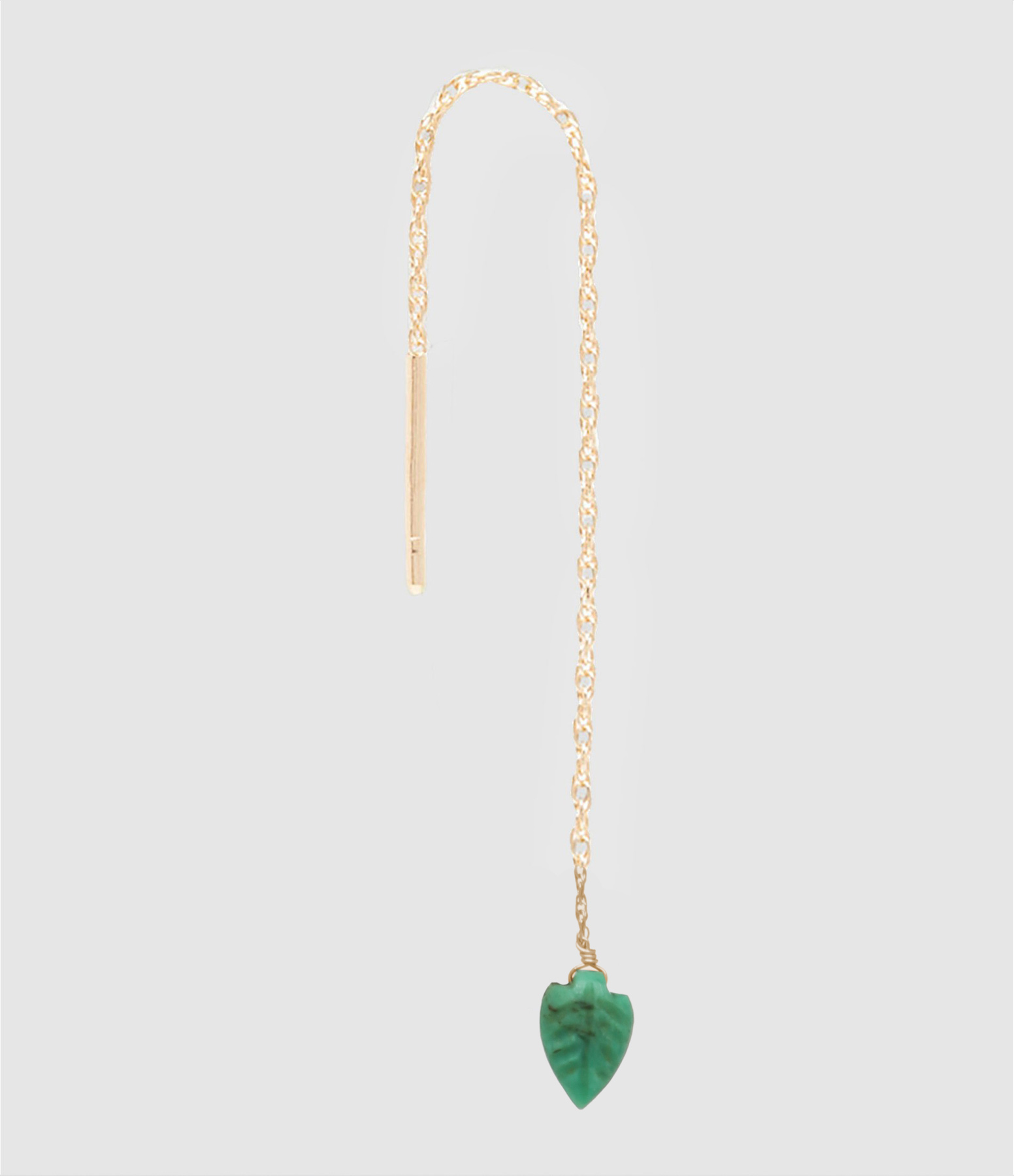 Boucle d'oreille Chaîne Courte Feuille Chrysoprase (vendue à l'unité)