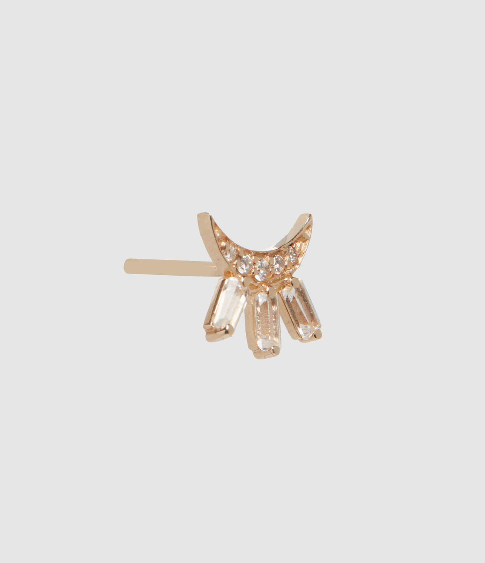 Boucle d'oreille Demi Lune Diamant Topaze Or Jaune (vendue à l'unité)