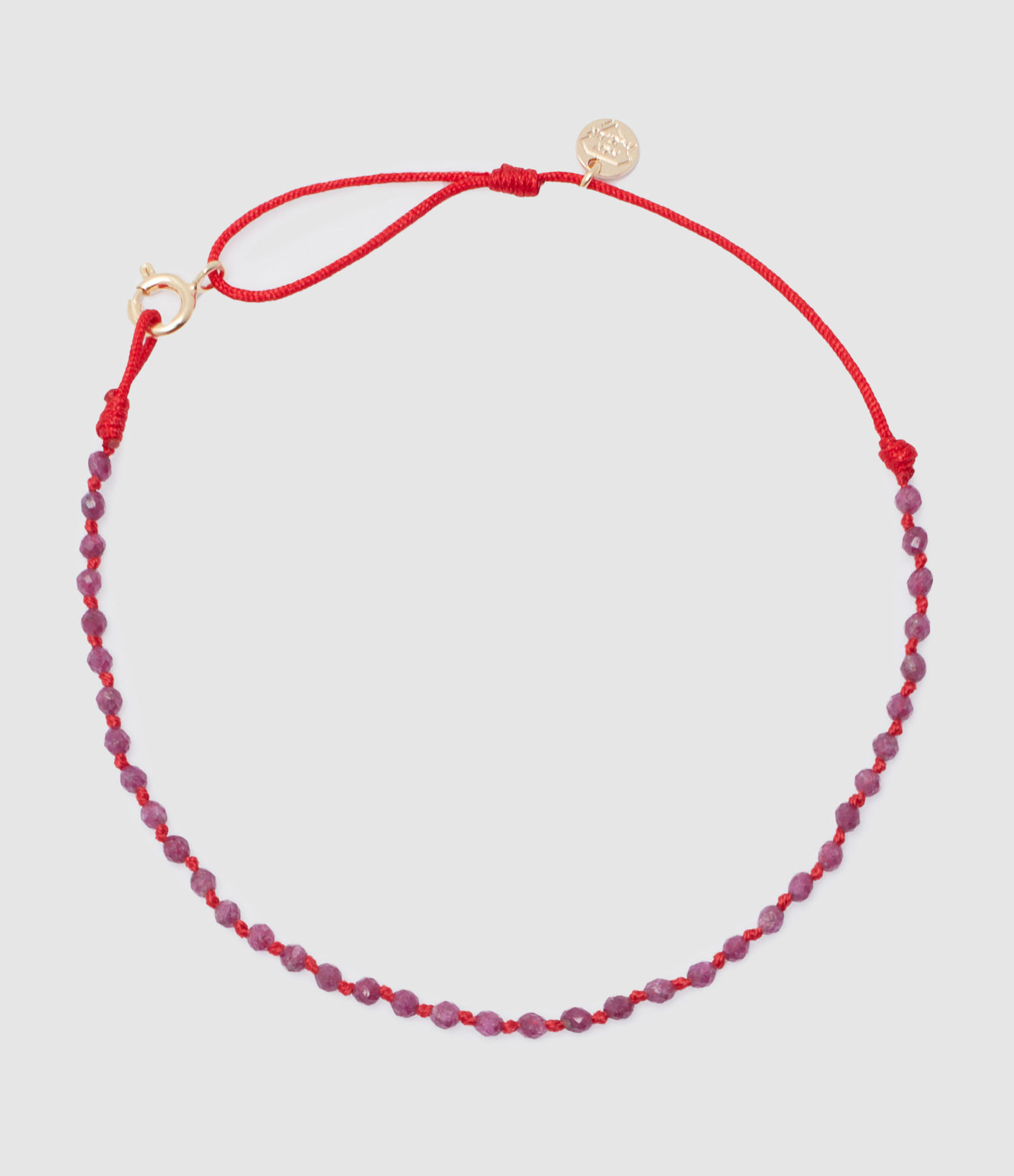 Bracelet de Cheville Candies Rubis Brut Cordon Rouge