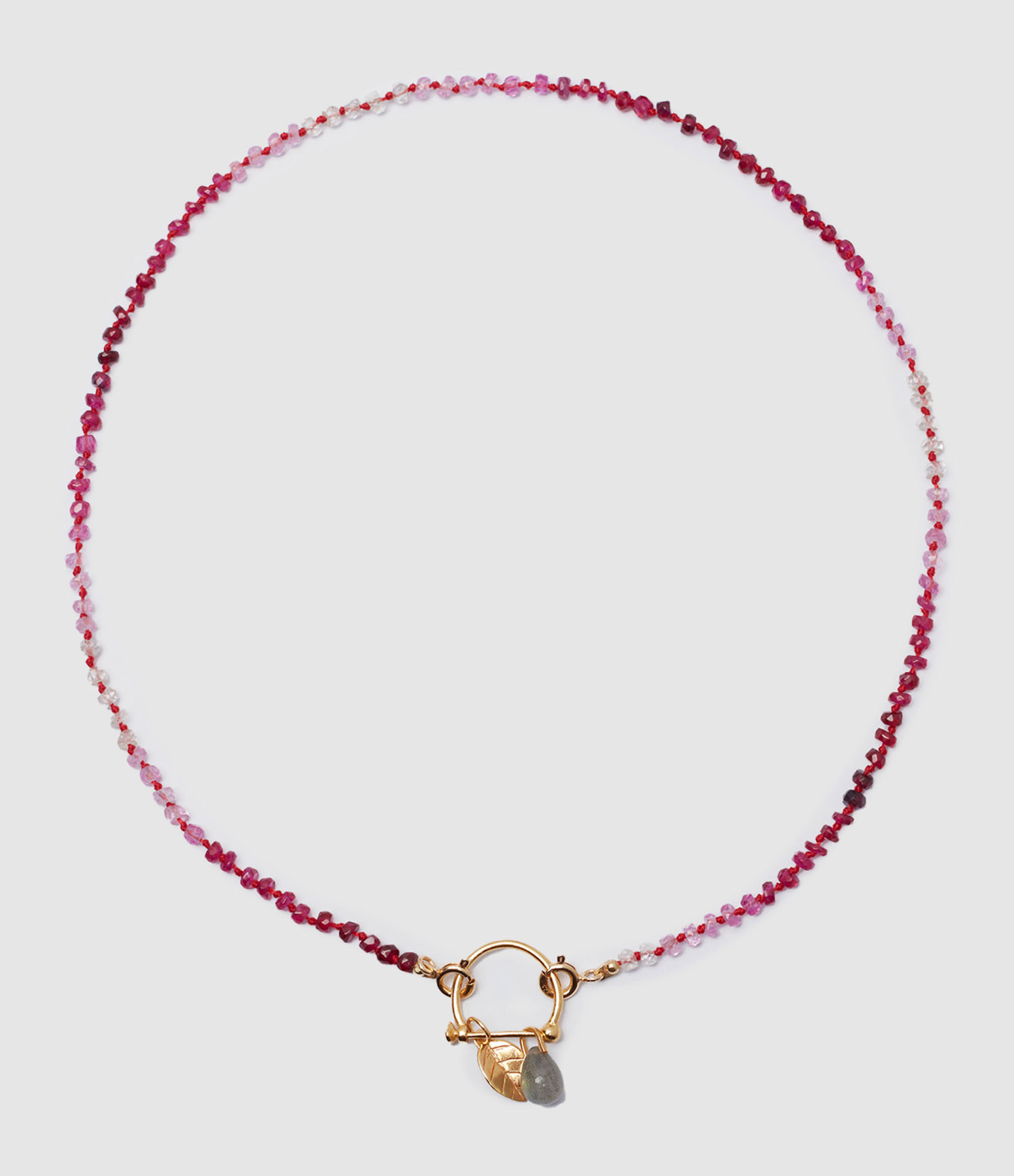 Collier Candies Loquet Rubis Labradorite Rose