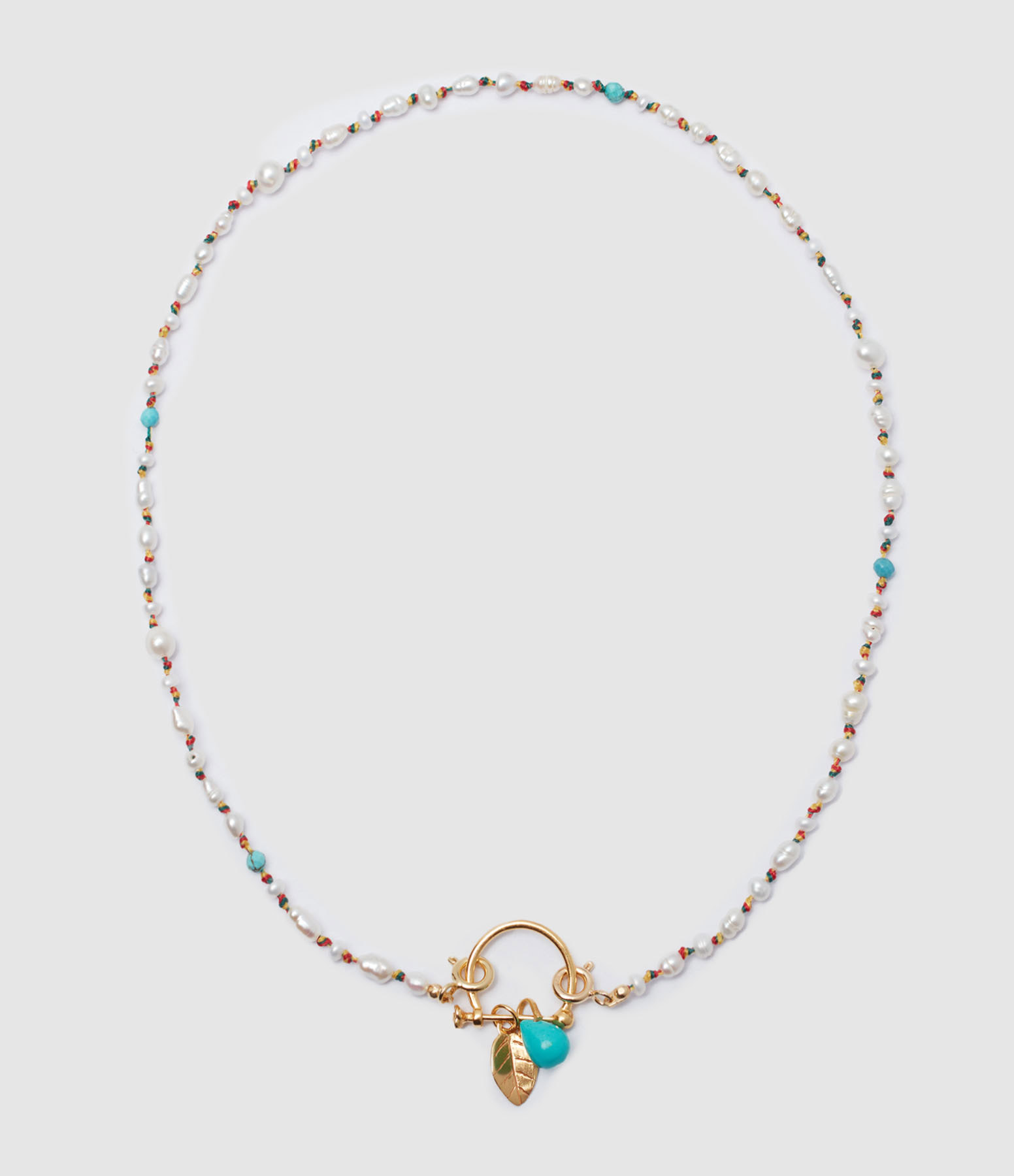 Collier Candies Loquet Perles d'Eau Douce Turquoise