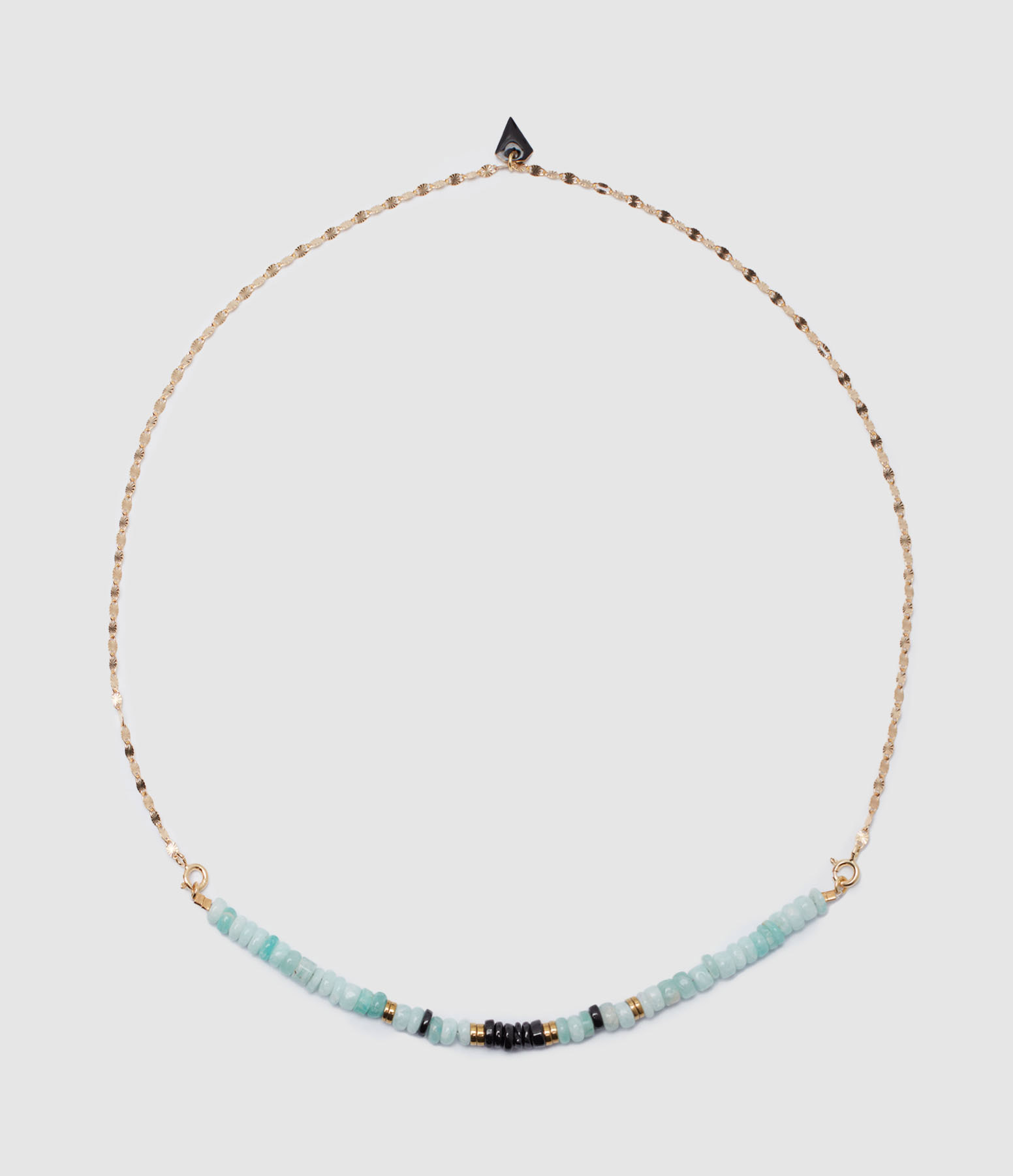 Collier Soleil et Pendentif Amazonite et Onyx Bleu