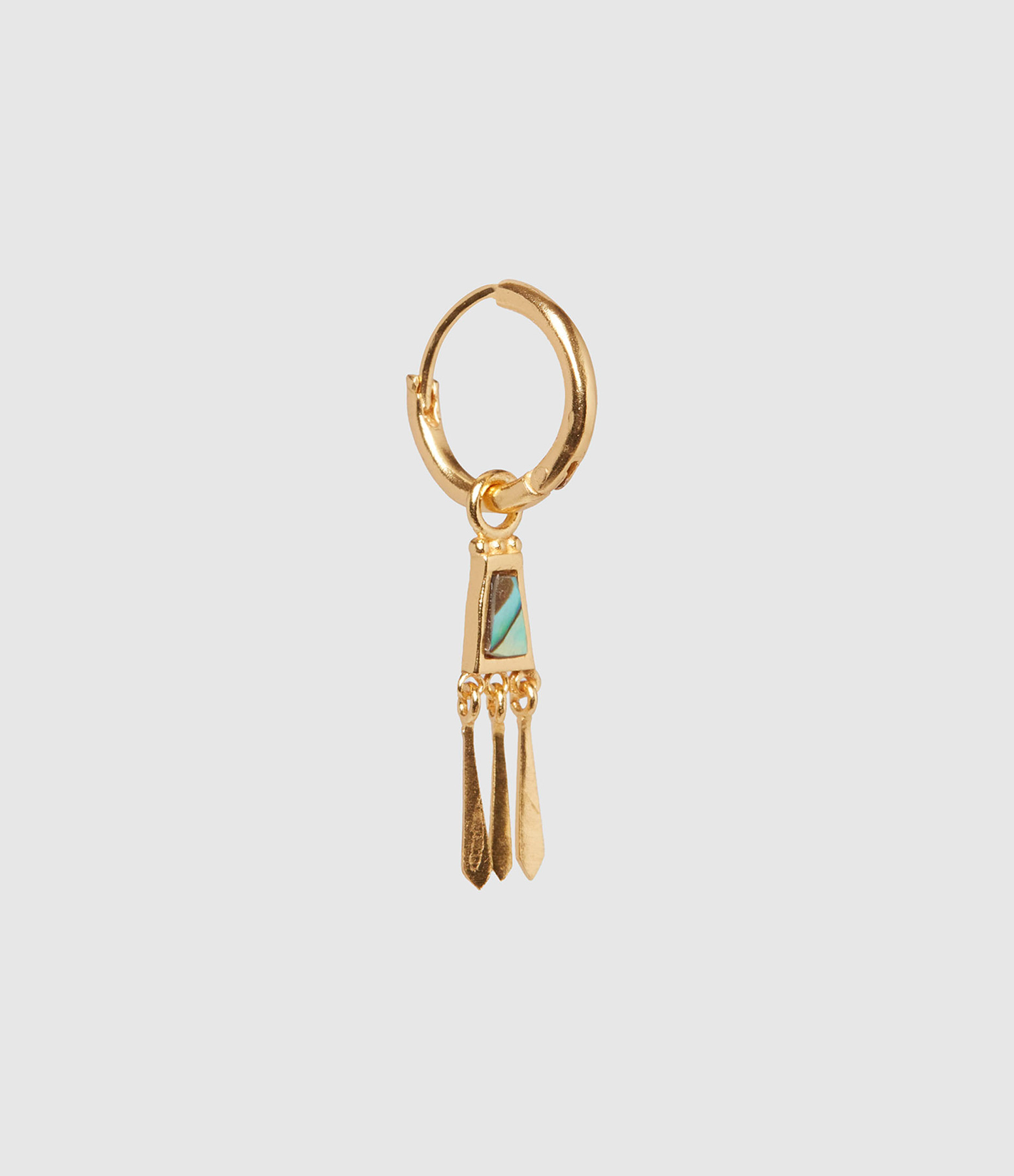 Boucle d'oreille double créole et chaîne avec zircones verts argent 925