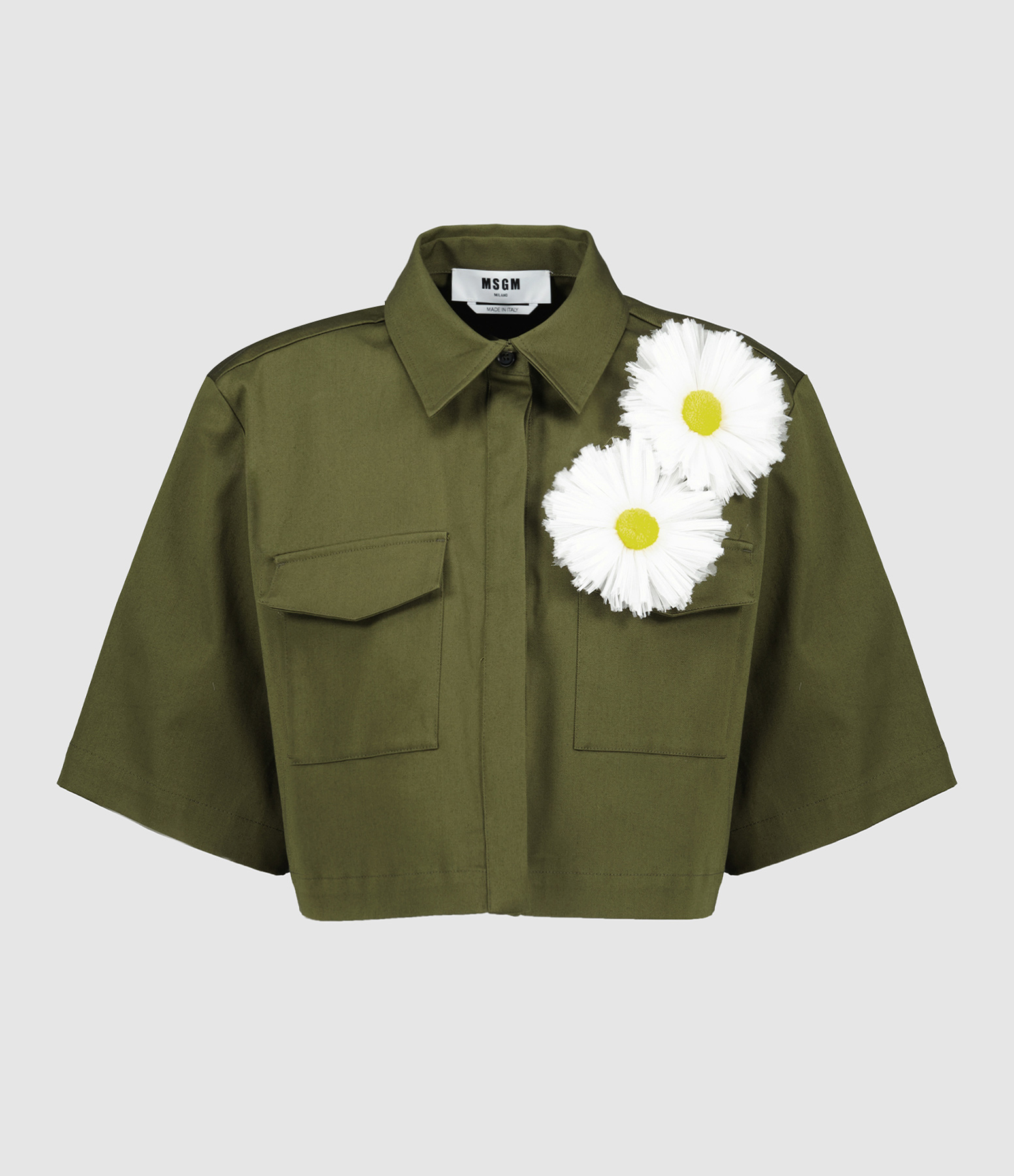 Chemise Militaire Fleur Coton Vert 