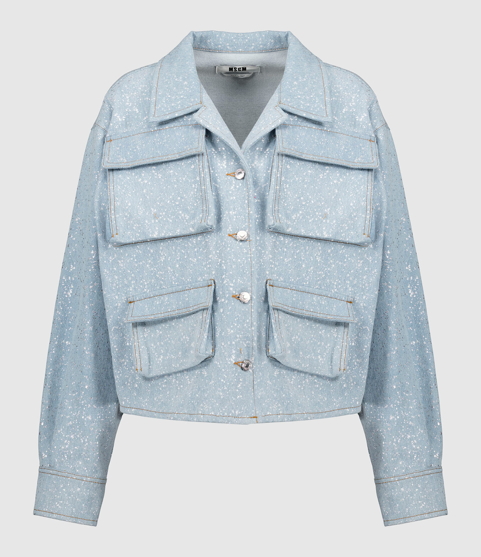 Veste Jean Bleu ciel Taches Pailletées