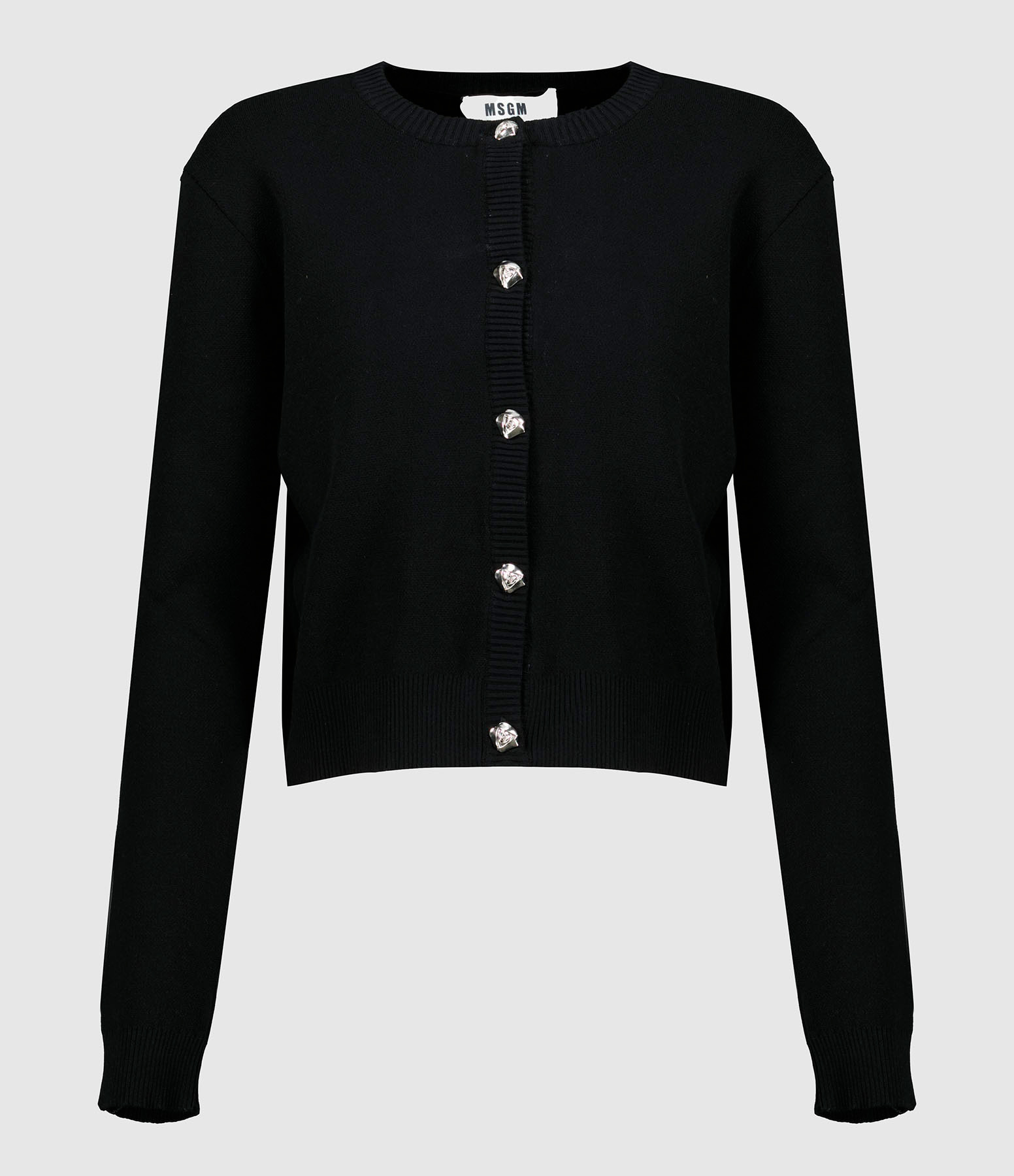 Cardigan Noir Boutons Fleurs