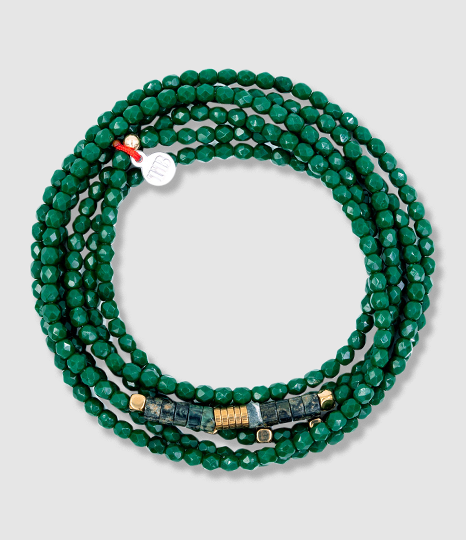 Collier et Bracelet 6 Tours Nadège Green Forest 103cm