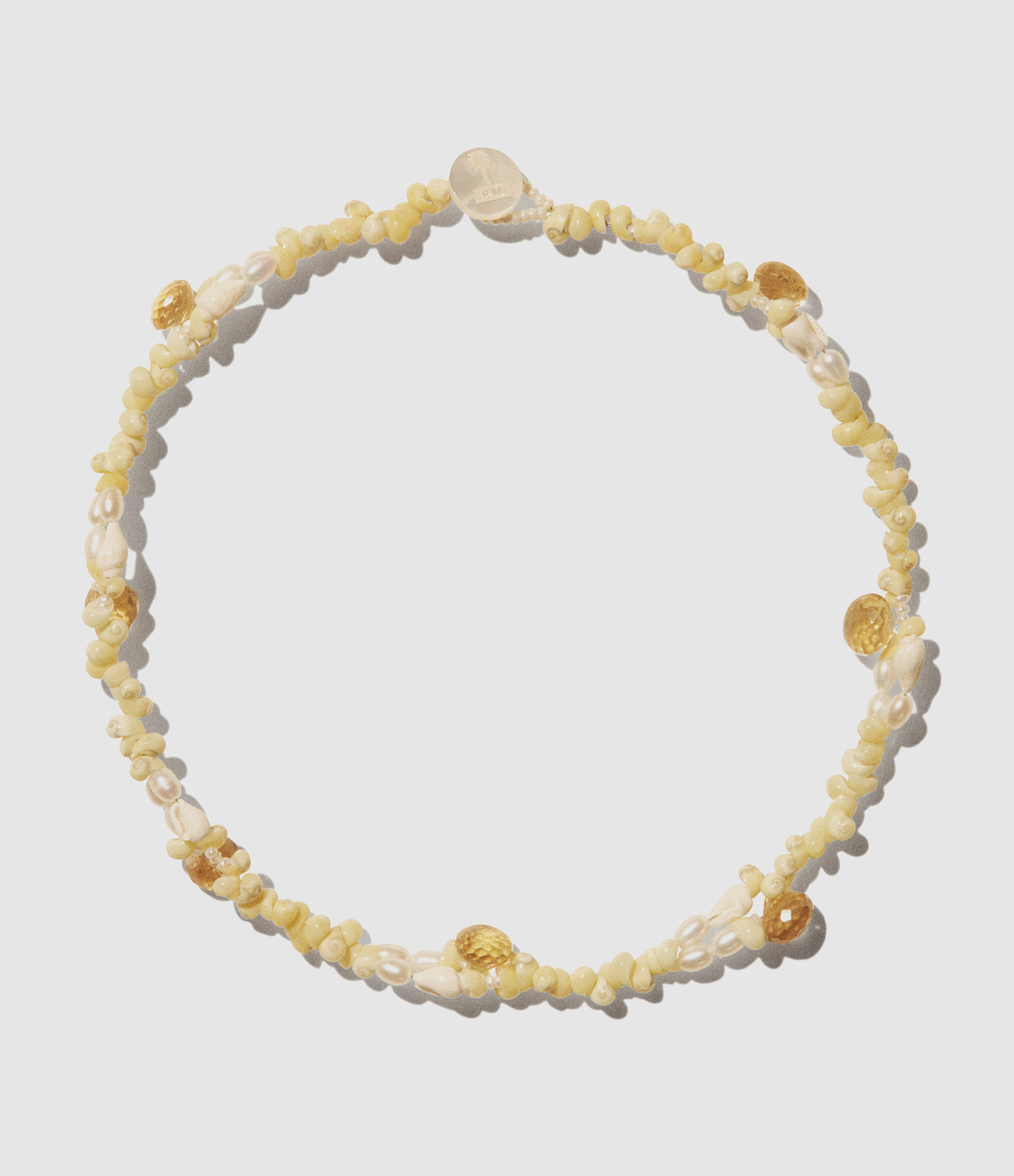 Collier Nata Perle Citrine Coquillage Jaune