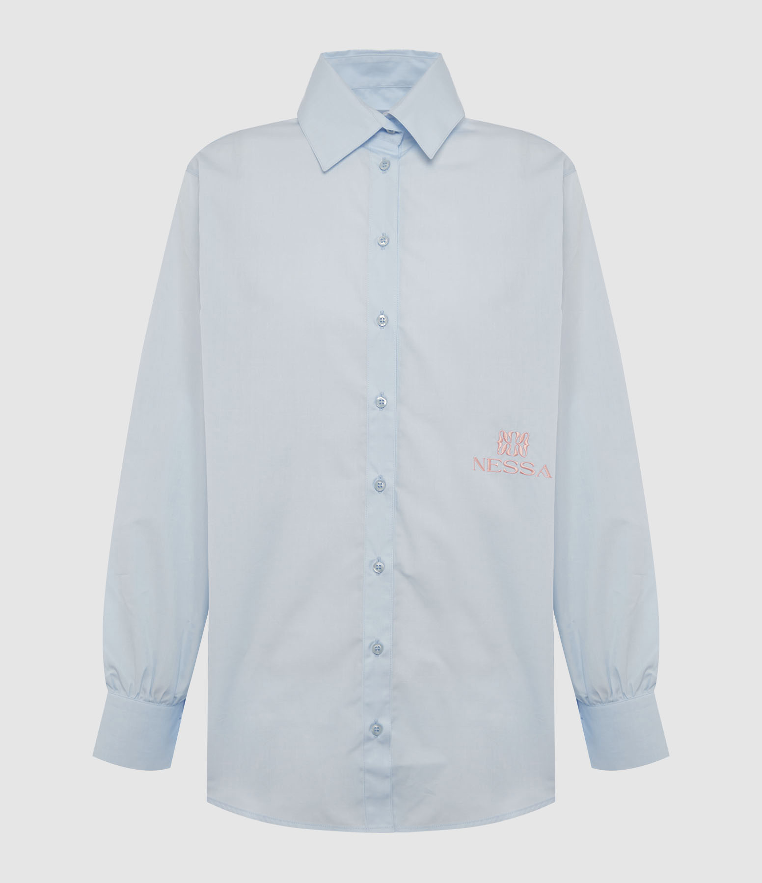 Chemise Coton Bleu Celeste Rose