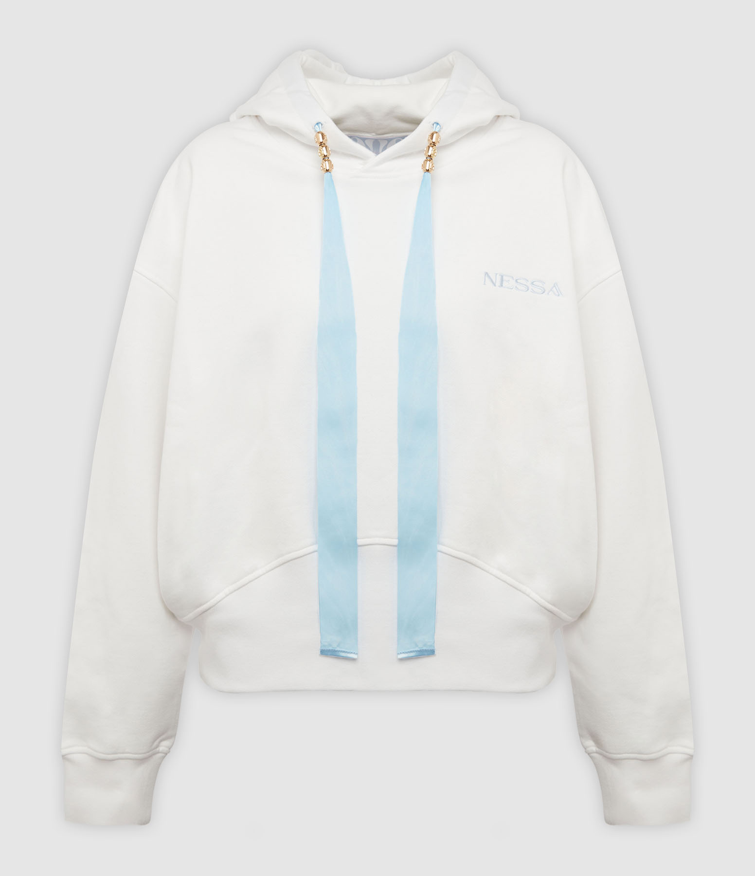 Hoodie Coton Blanc Bleu