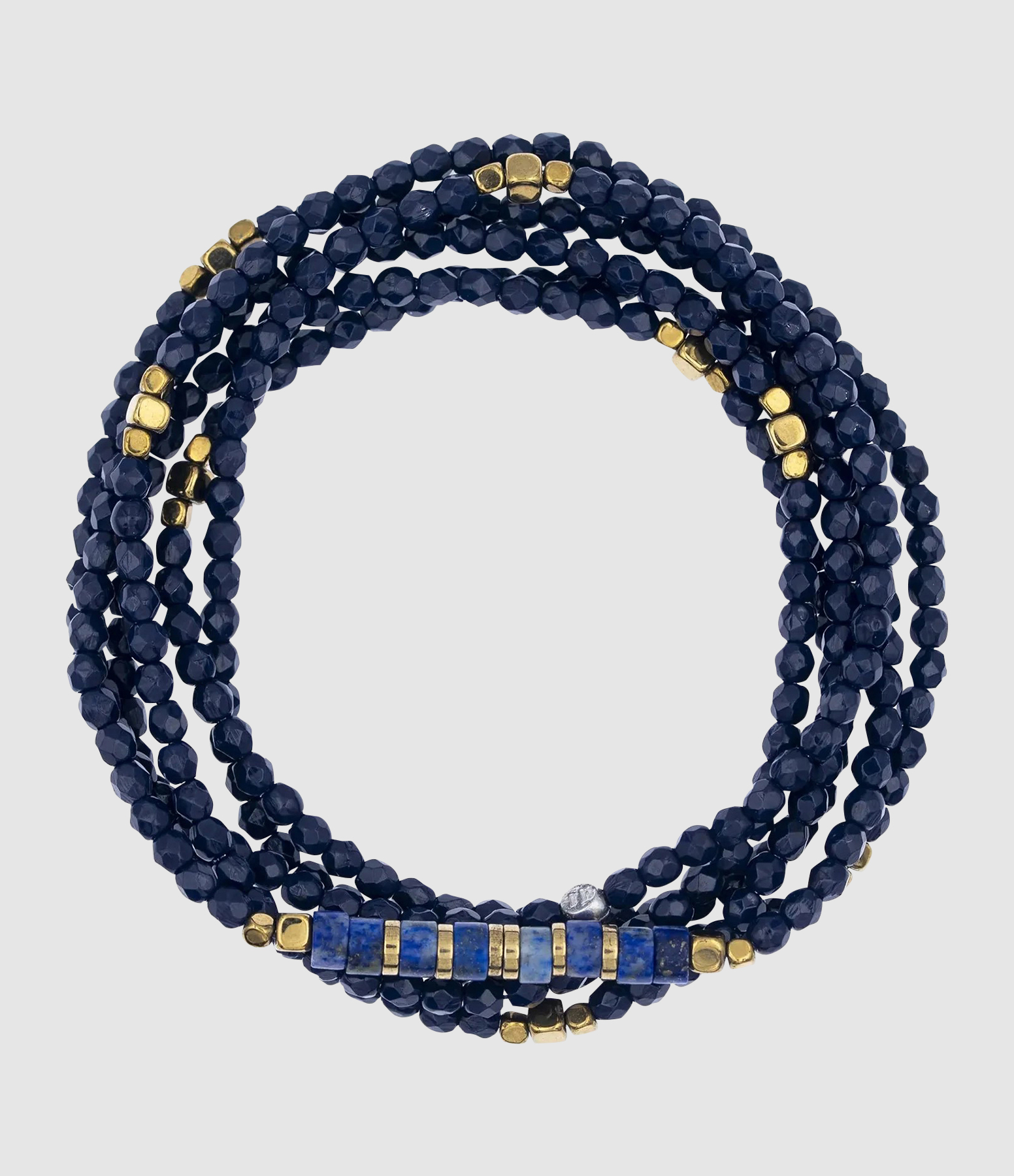 Collier Et Bracelet 6 Tours New Nadège Navy Blue 103 cm