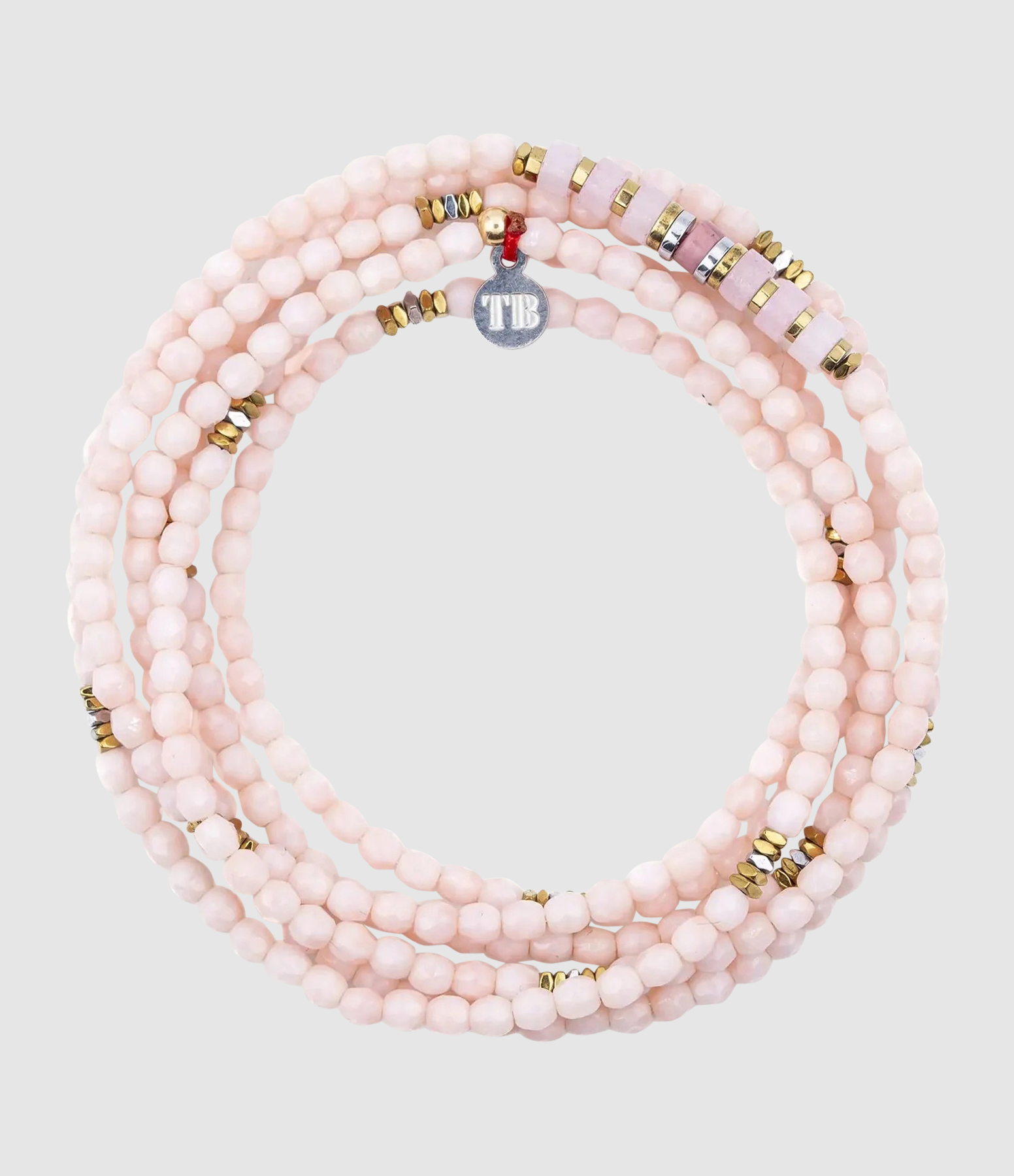 Collier Et Bracelet 6 Tours New Vir Rose Guimauve 103 cm