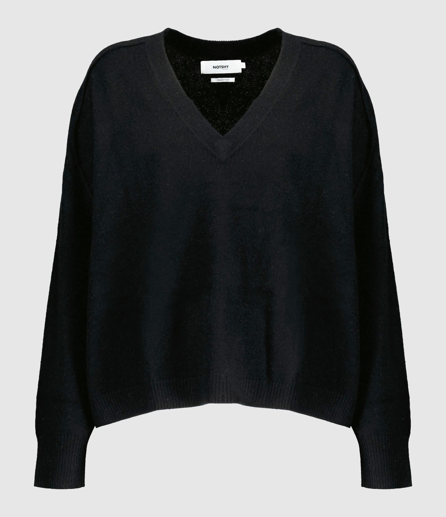 Pull Lucien Col V Cachemire Noir