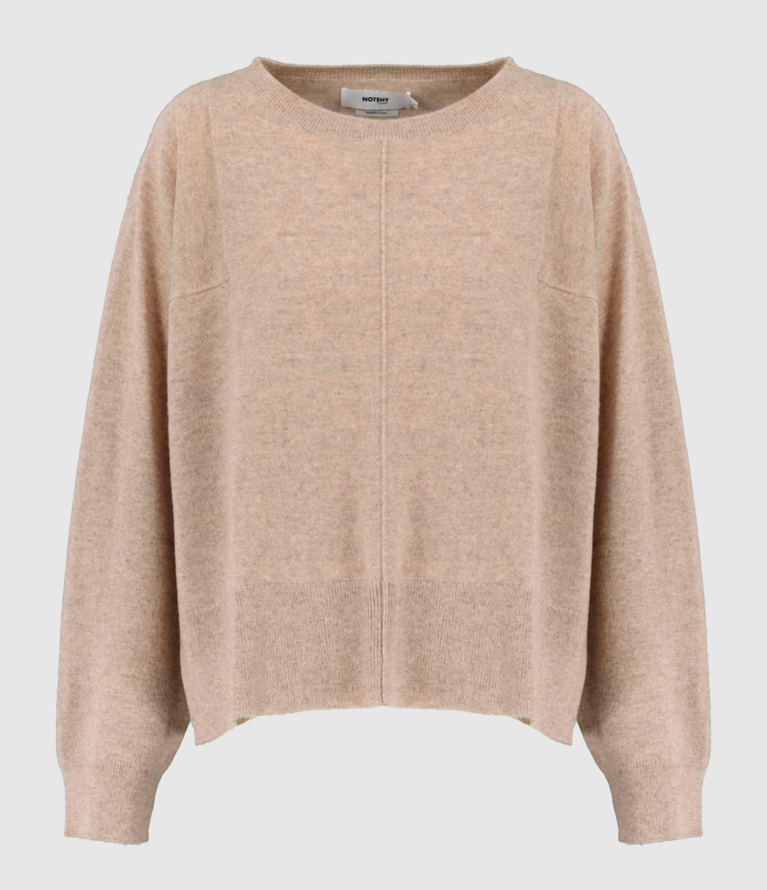 Pull Jeanne Col Rond Cachemire Terre Fumée