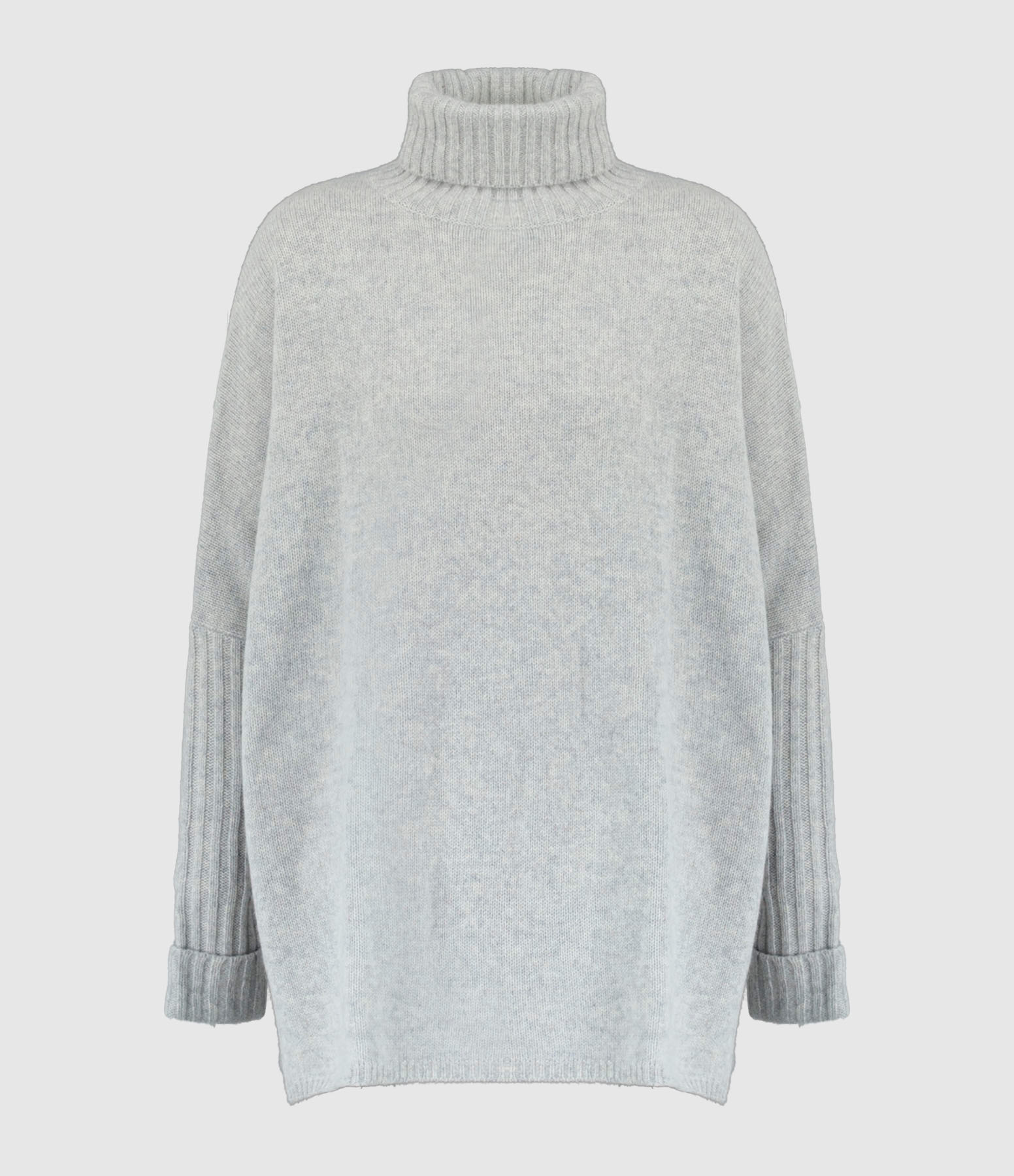 Pull Poncho Agathe Col Roulé Cachemire Gris Chiné