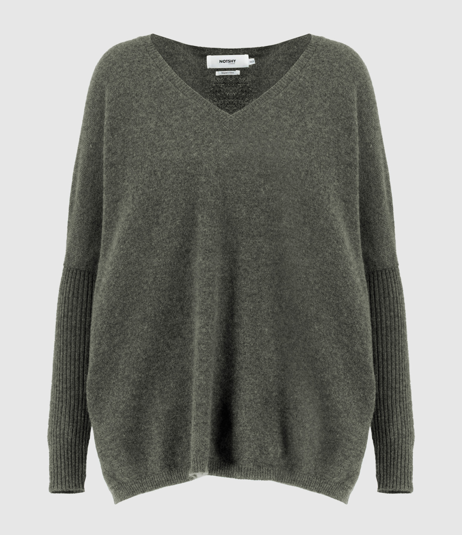 Pull Poncho Faustine Col V Cachemire Ash