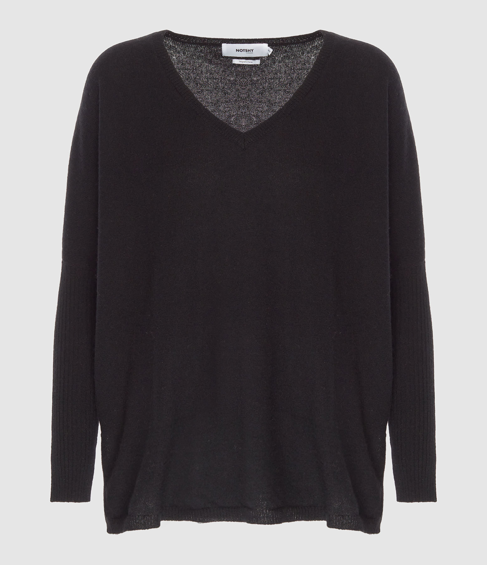 Pull Poncho Faustine Col V Cachemire Noir