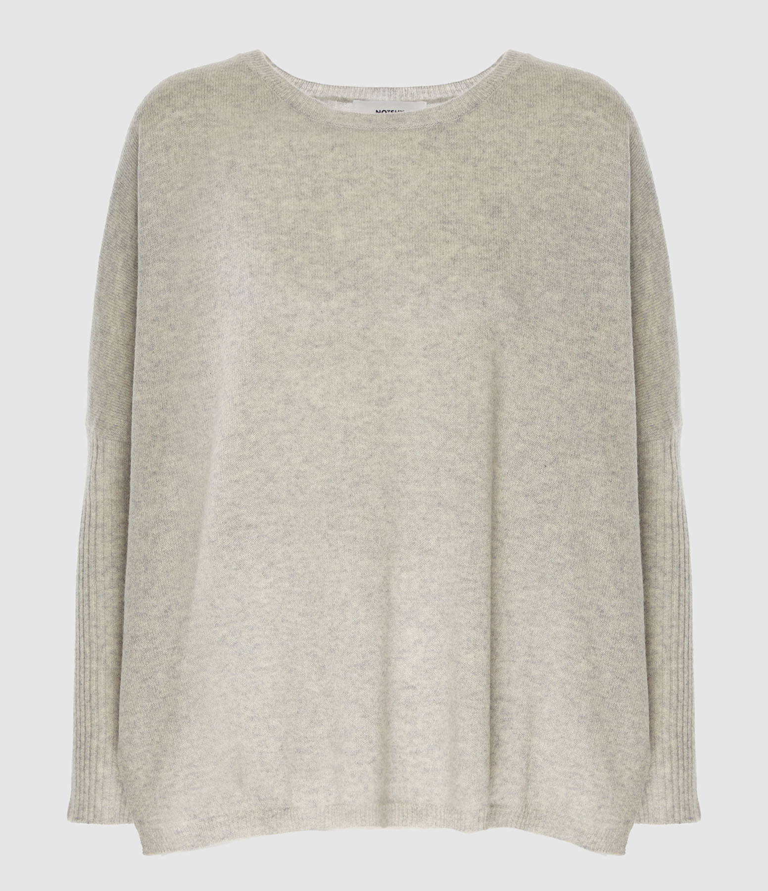 Pull Poncho Agnès Col Rond Cachemire Gris Chiné