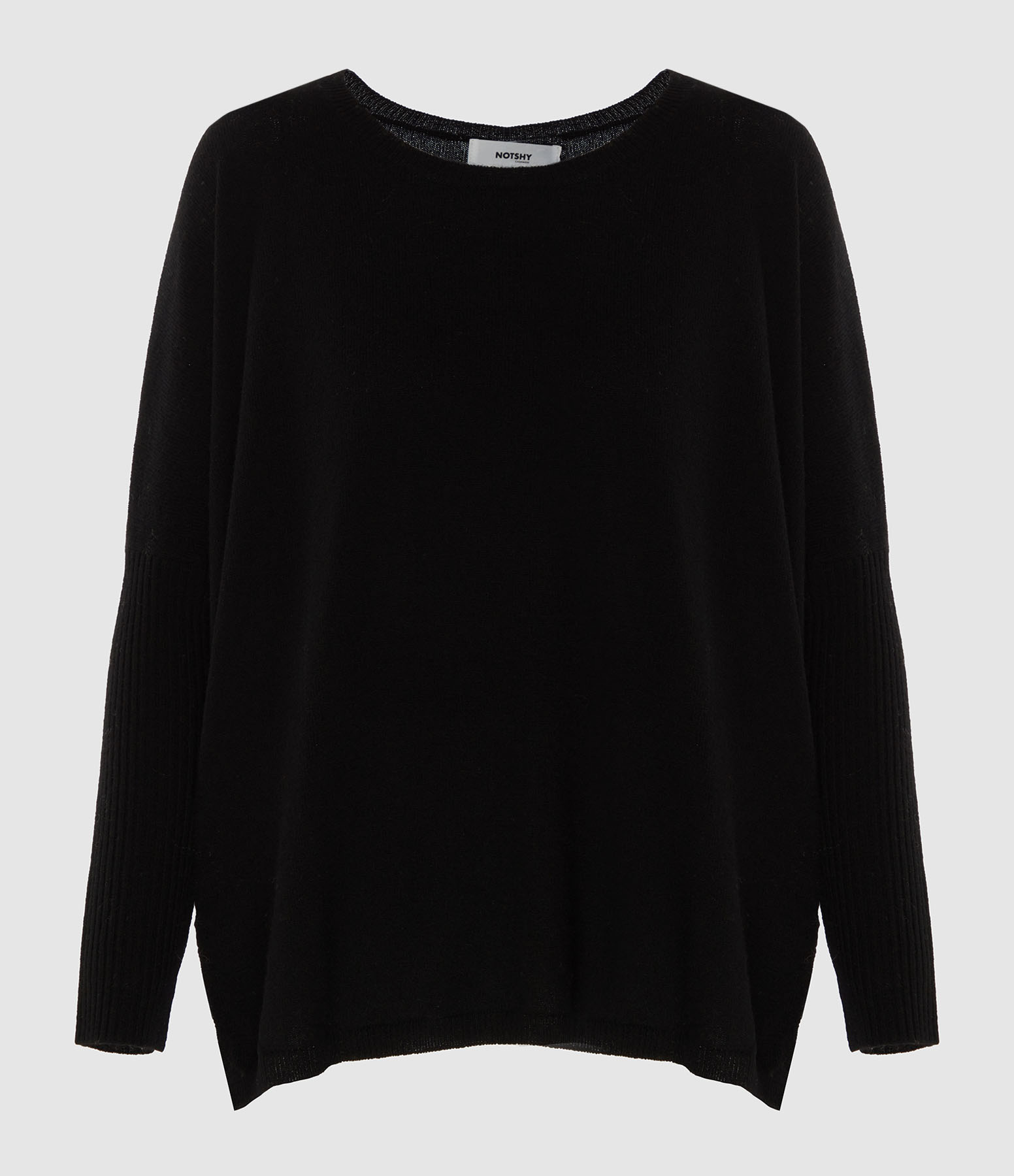 Pull Poncho Agnès Col Rond Cachemire Noir