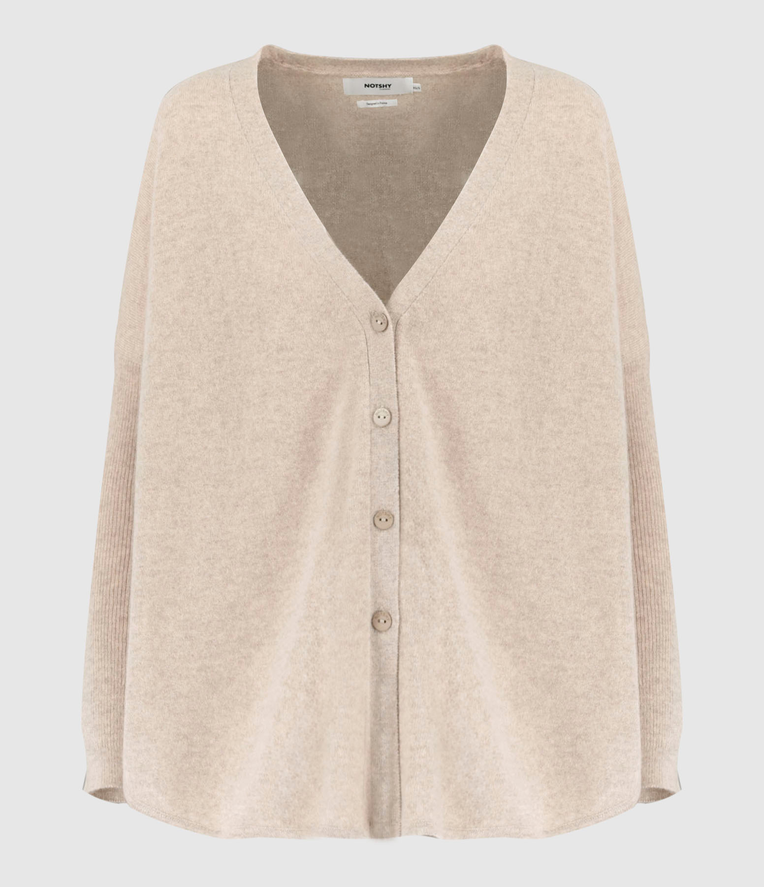 Cardigan Alicia Col V Cachemire Terre Fumée