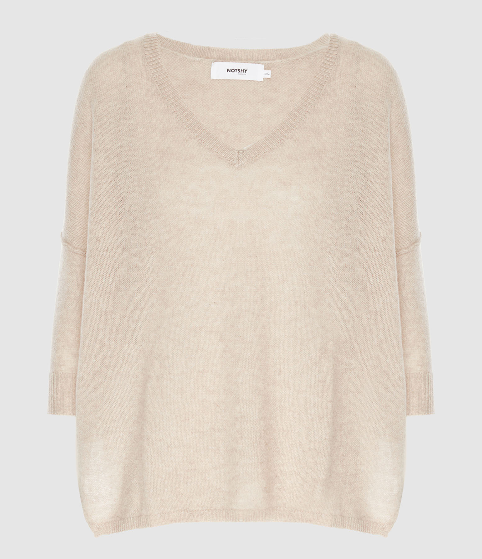 Pull Rihanna Col V Cachemire Terre Fumée