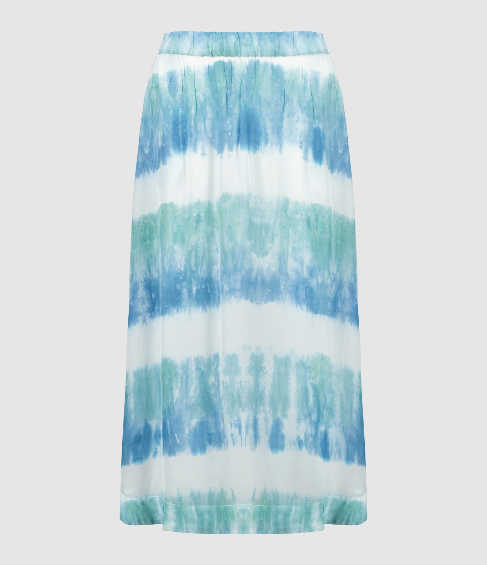 Jupe Alice Soie Rayures Bleu Aqua