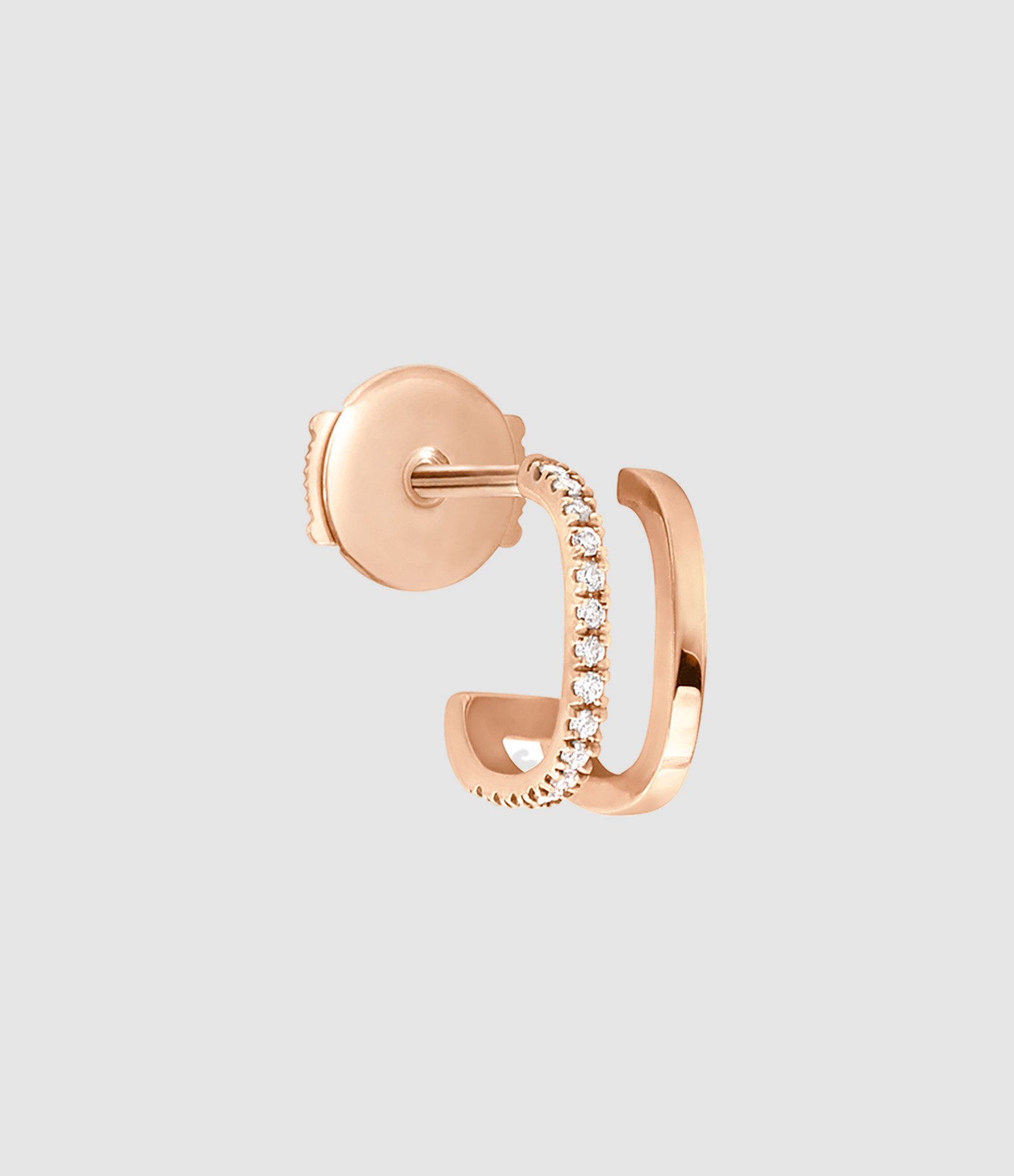 Créole Charlie Double Semi-Pavée Diamants Or Rose (vendue à l'unité)