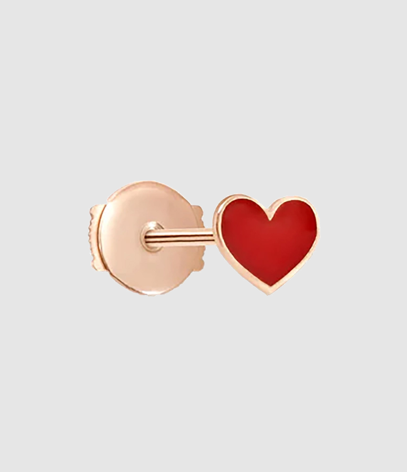 Boucle d'oreille Emoji Cœur Emaillé Rouge Or (vendue à l'unité)