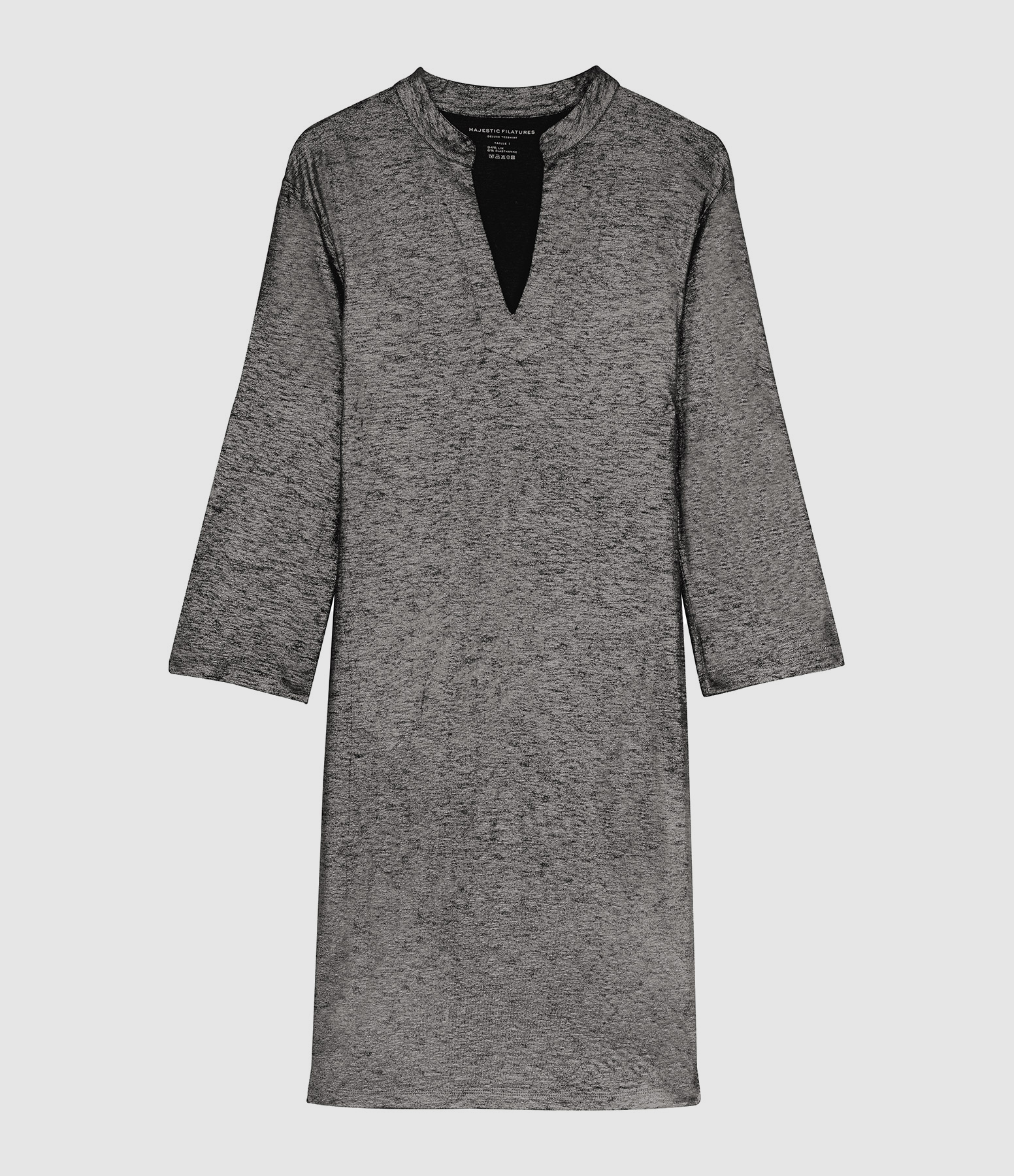 Robe Col Tunisien Lin Noir Métallisé