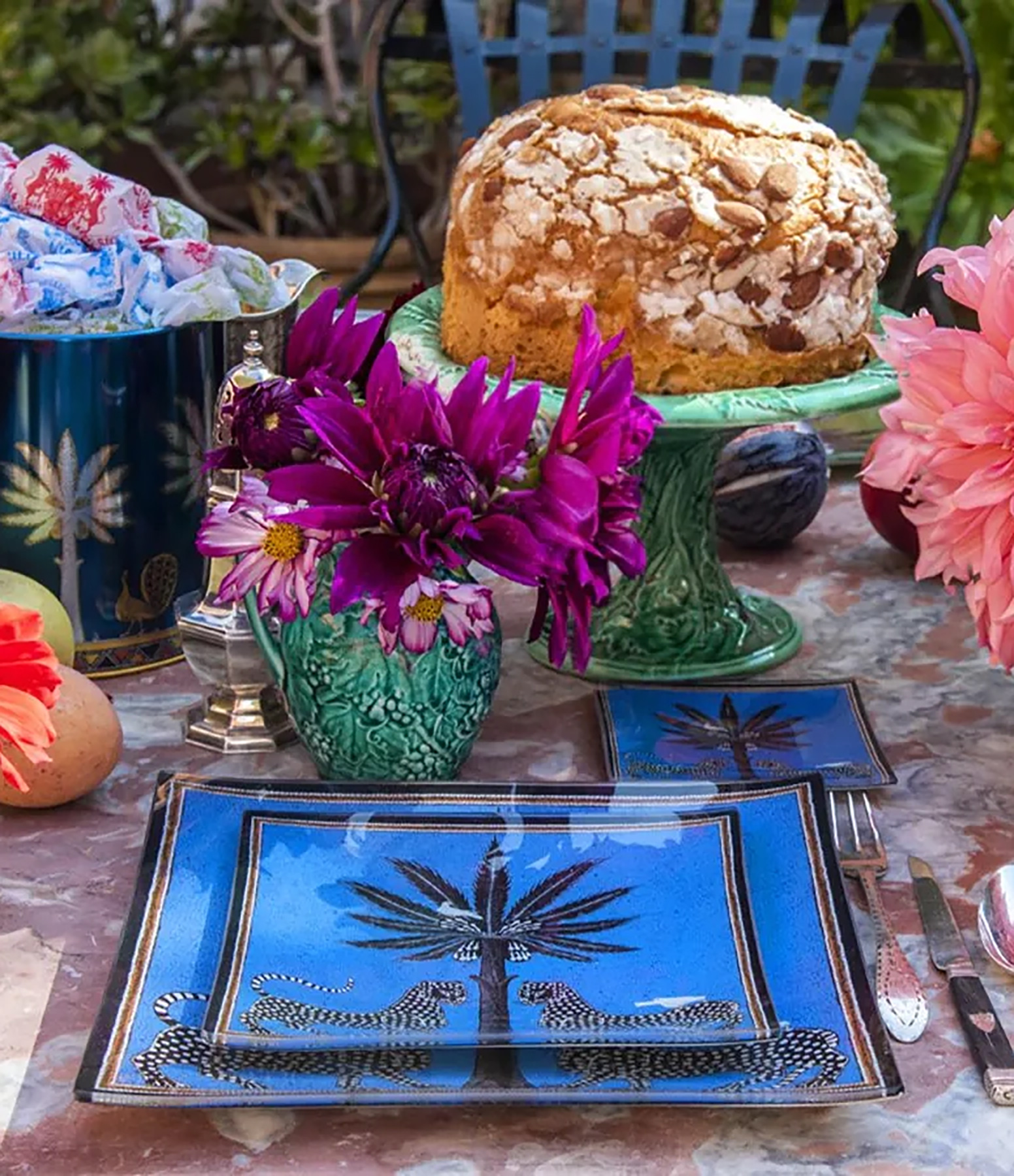 Assiette de Présentation en Verre Mosaïque Bleu 18