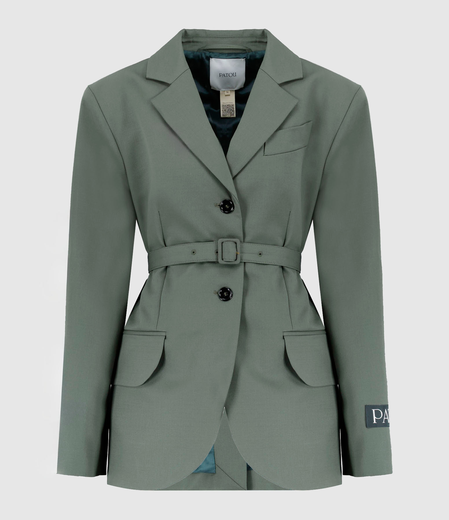 Veste Oversize Belted Laine Vert