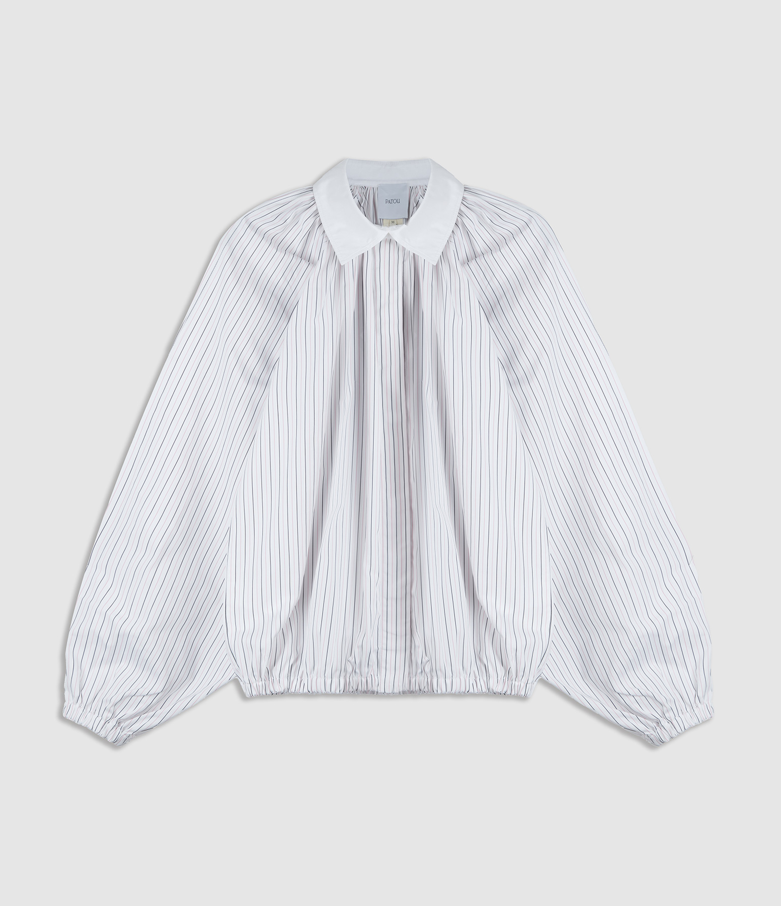 Blouse Volume Collar Pink Pearl Stripes