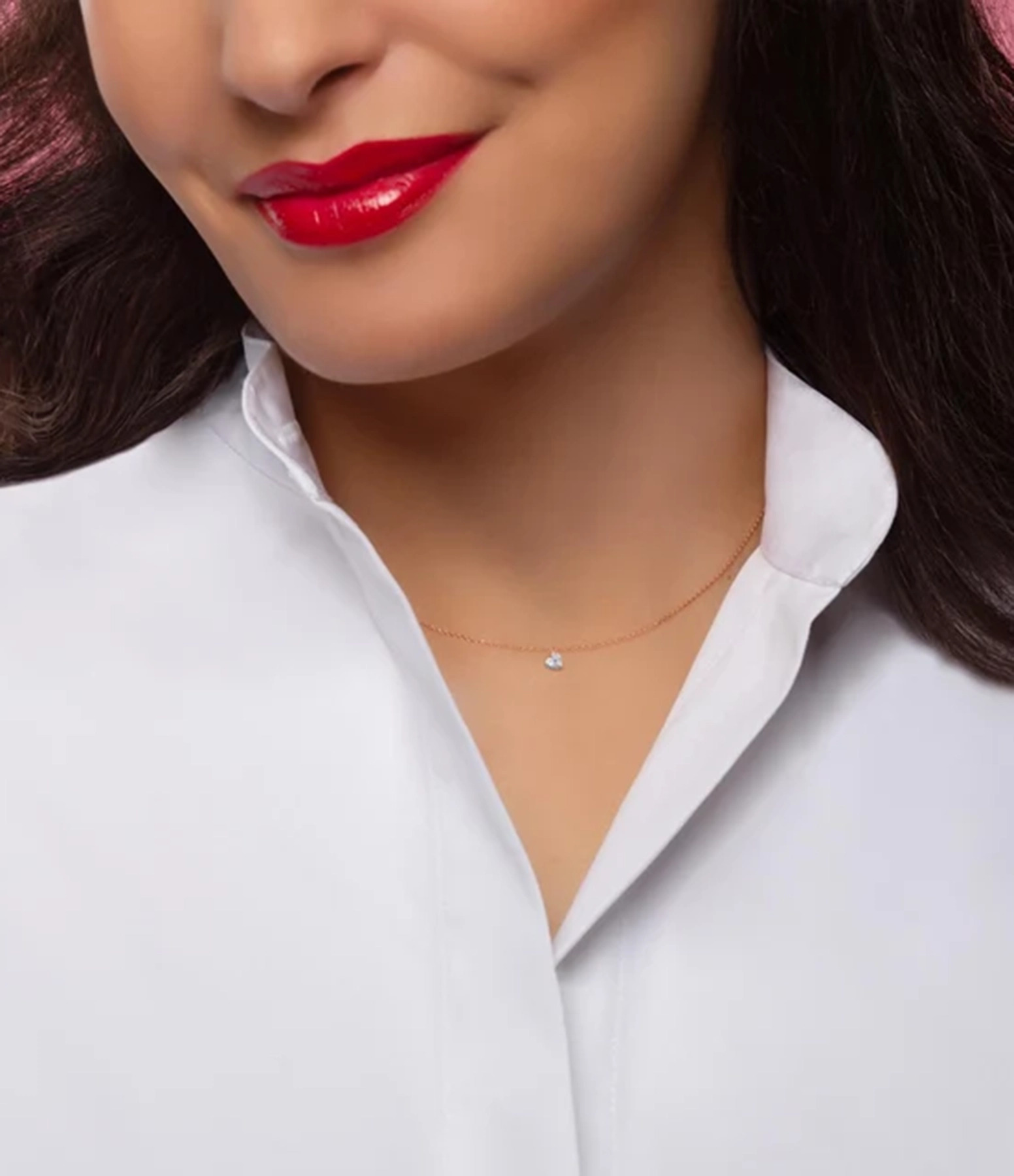 Collier Coeur 360° Diamant 0.15 Or Rose