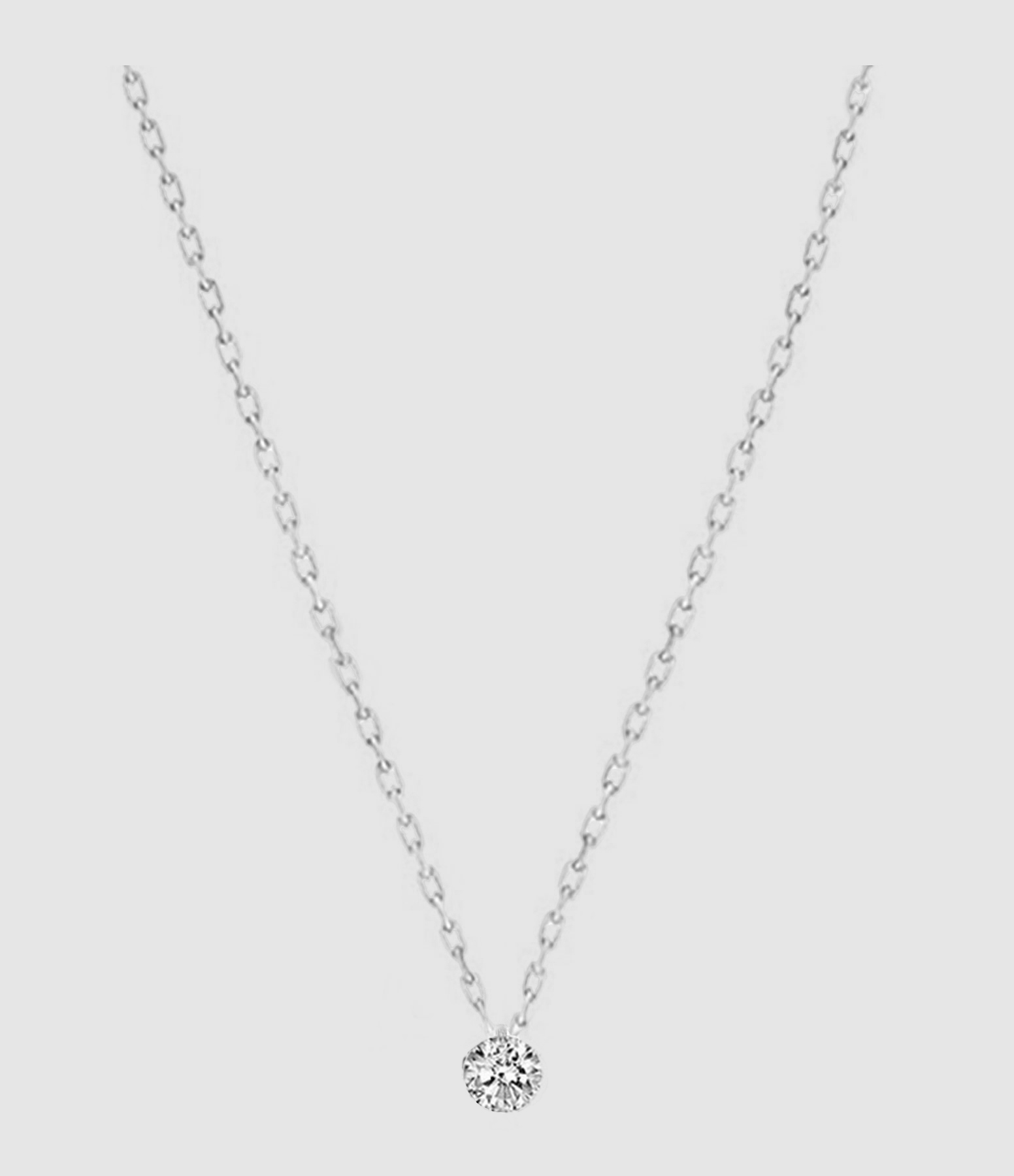 Collier 360° Diamant Brillant 0,07 Or Blanc