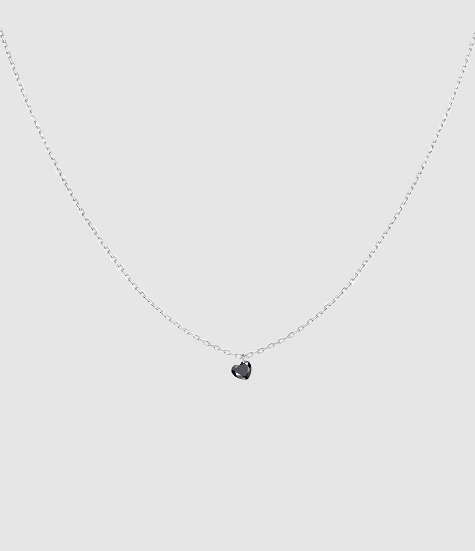 Collier Black 360° Diamant Noir Cœur 0.30 Or Blanc