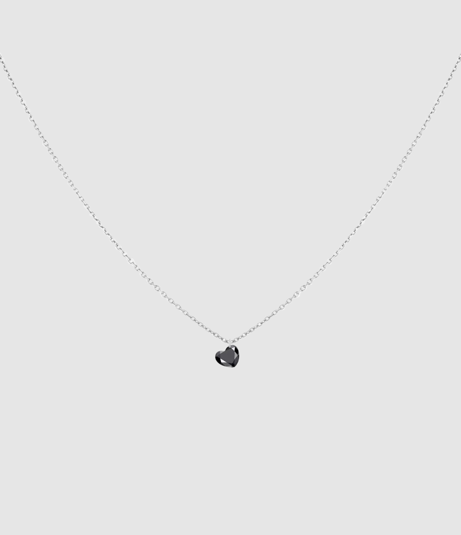 Collier Black 360° Diamant Noir Cœur 0.50 Or Blanc