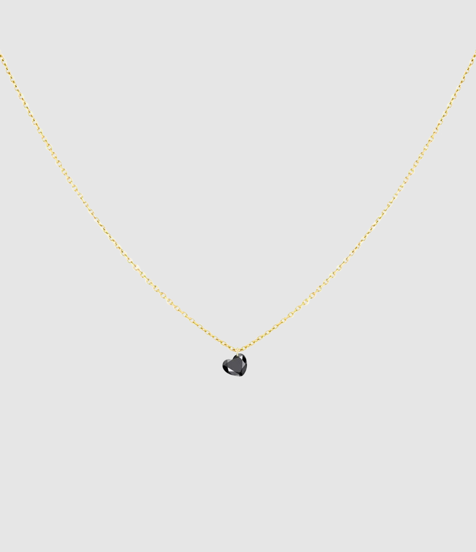 Collier Black 360° Diamant Noir Cœur 0.50 Or Jaune