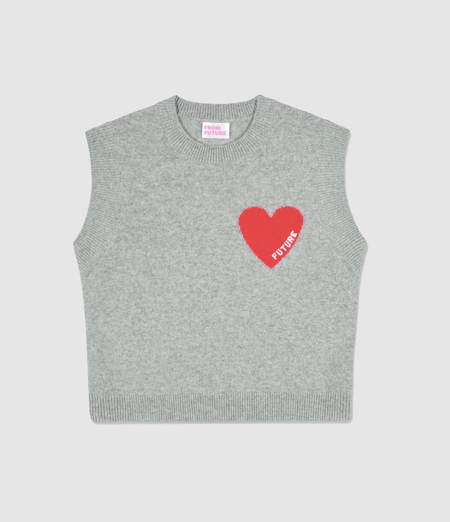 Pull Sans Manches Gris Chine Fonce