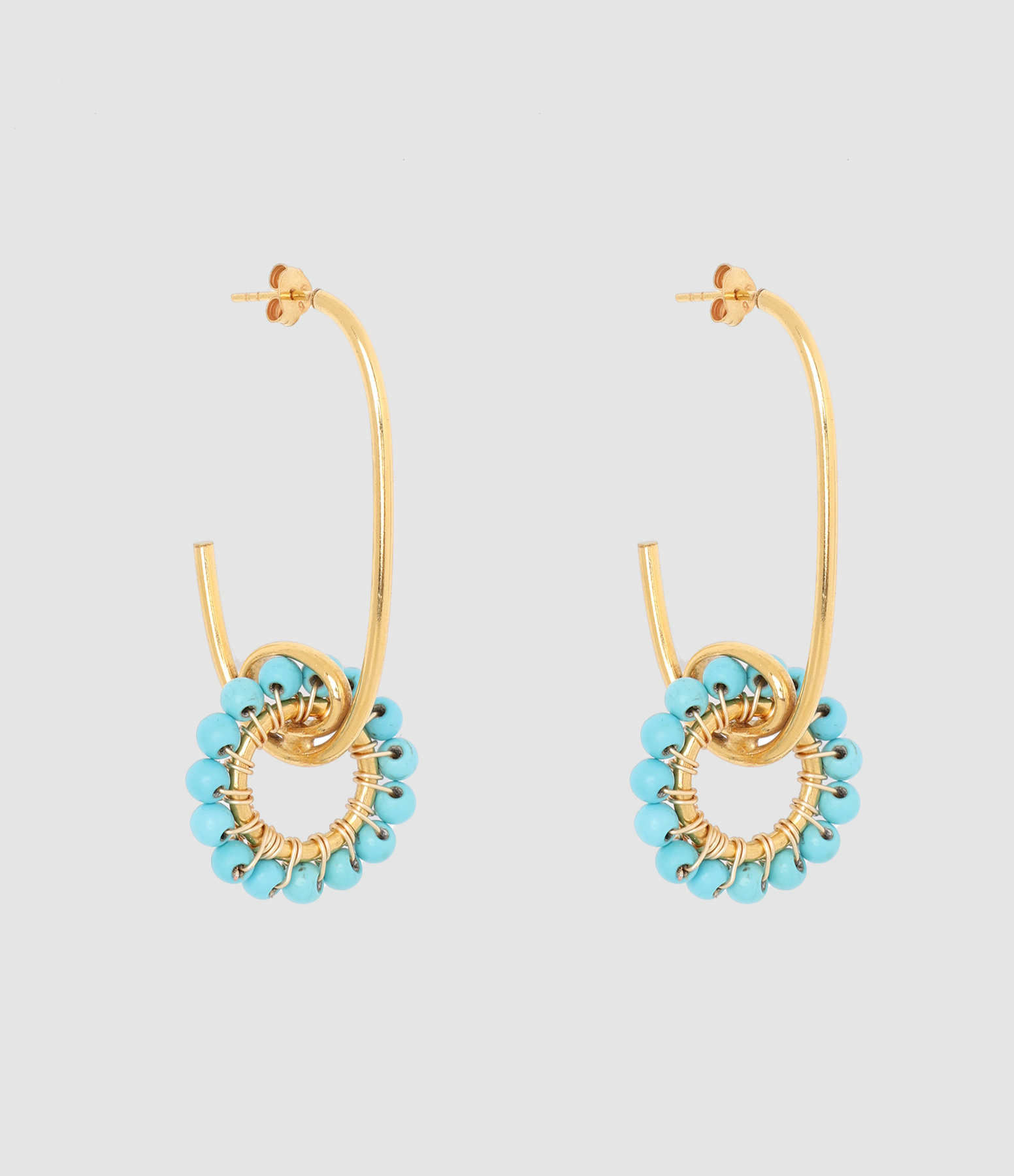 Boucles d'oreilles Fleury Turquoise Doré