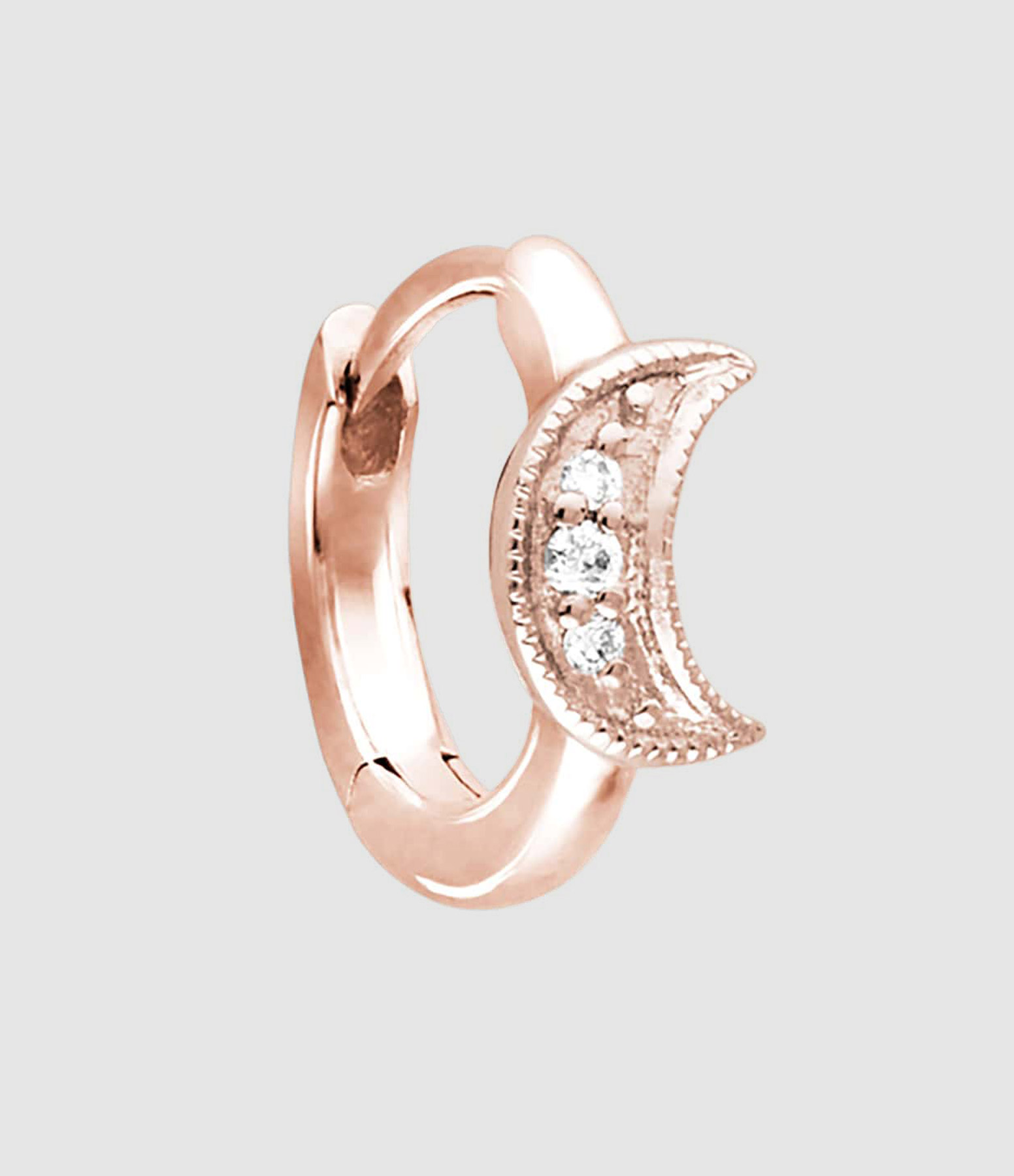 Mini Créole Petite Lune Or Diamants (vendue à l'unité)