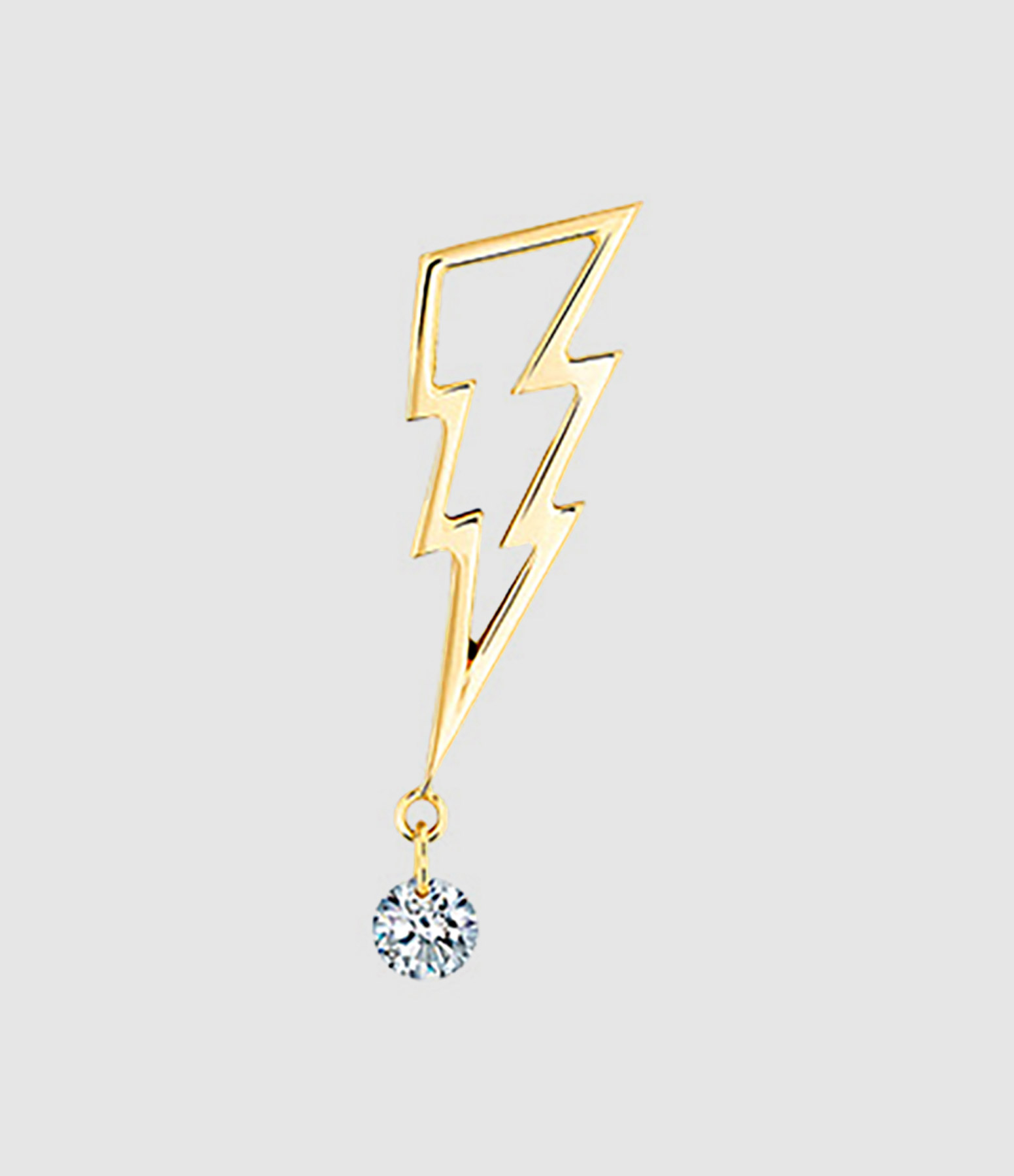 Boucle d'oreille Pin's Coup de Foudre Diamant Or Jaune (vendue à l'unité)
