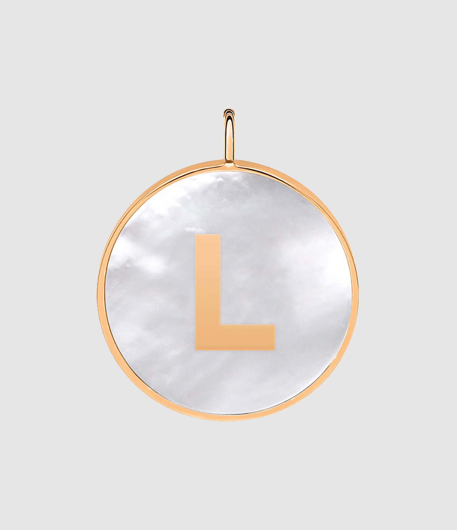 Pendentif Initial Nacre Blanche Or Rose, Personnalisable