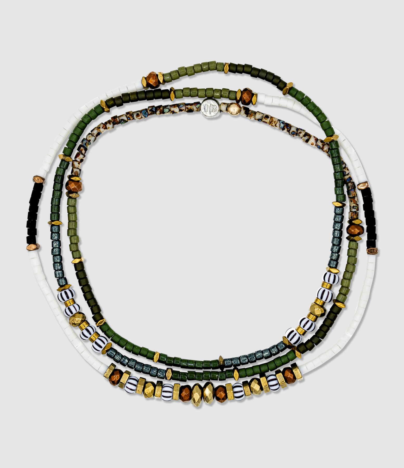 Collier et Bracelet 3 Tours Pistachio Vert 49cm