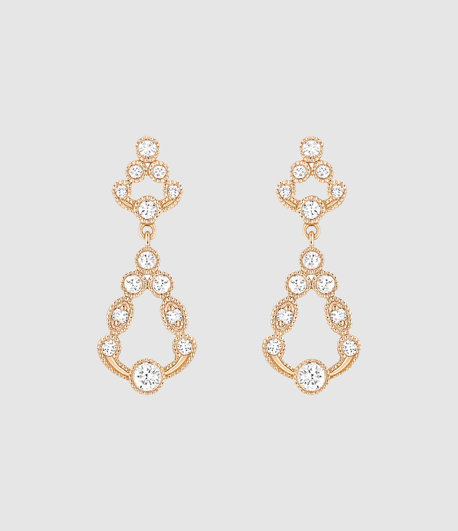 Boucles d'oreilles Pluie d'Été PM Or Rose Diamants