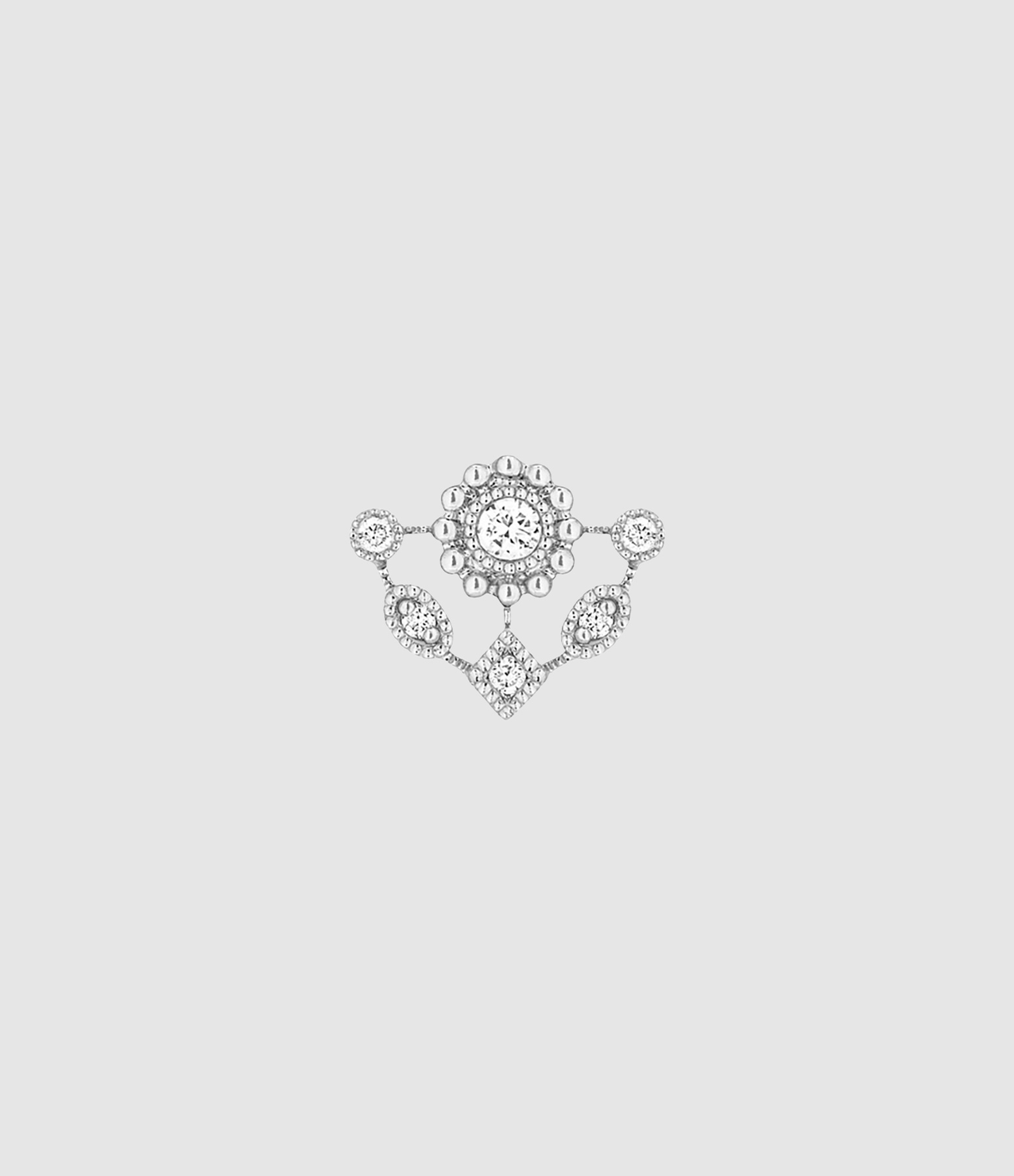 Boucle d'oreille Bouton Pluie d'Été Or Blanc Diamants (vendue à l'unité)