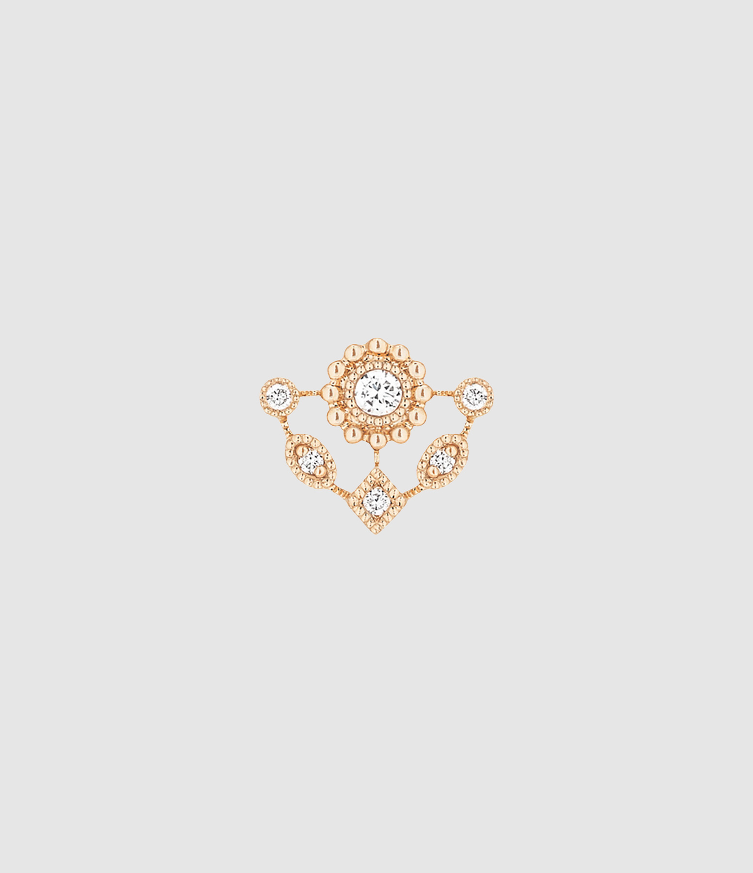 Boucle d'oreille Bouton Pluie d'Été Or Rose Diamants (vendue à l'unité)