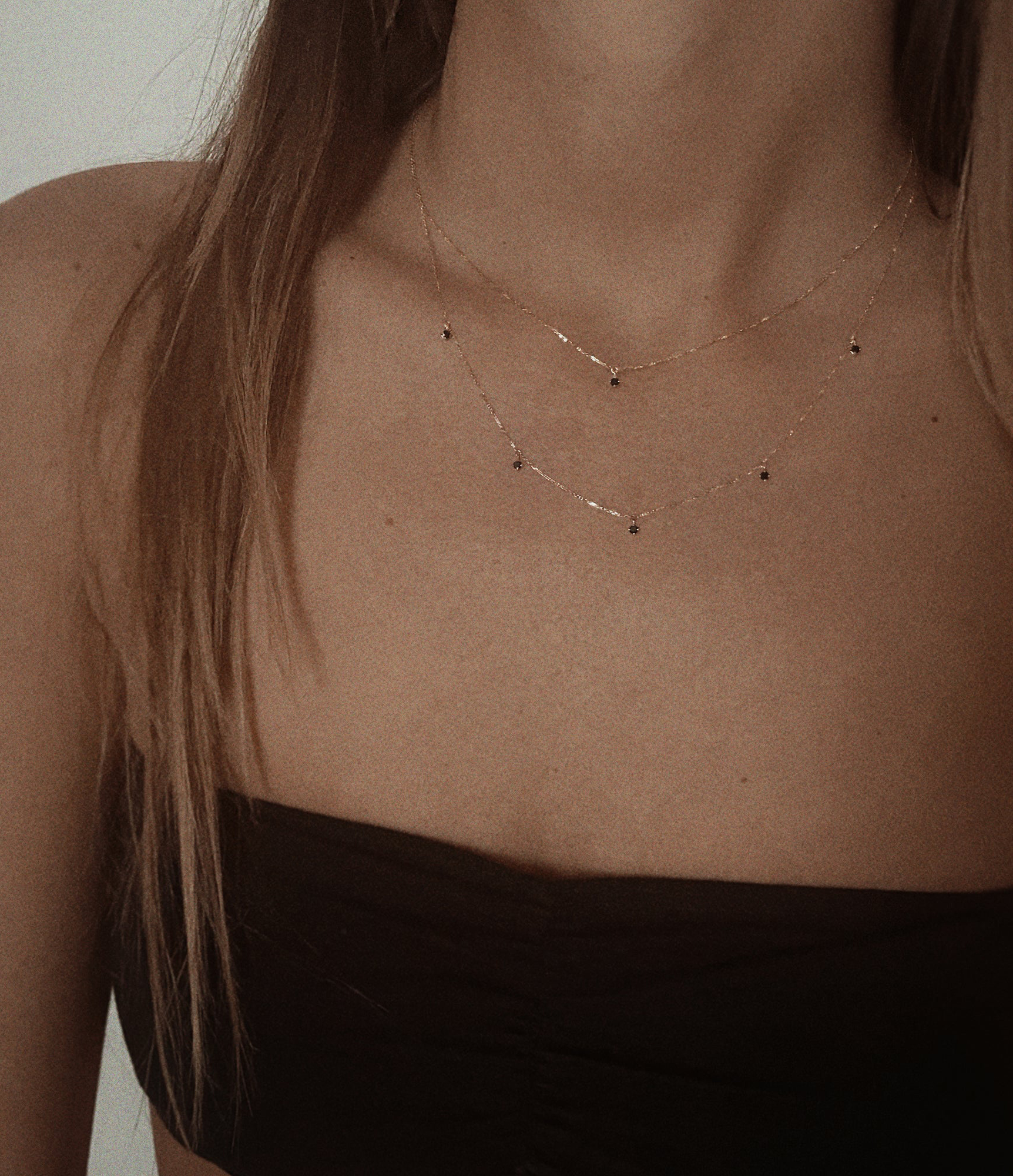 Collier Stardust 5 Diamants Noir Or Rose 