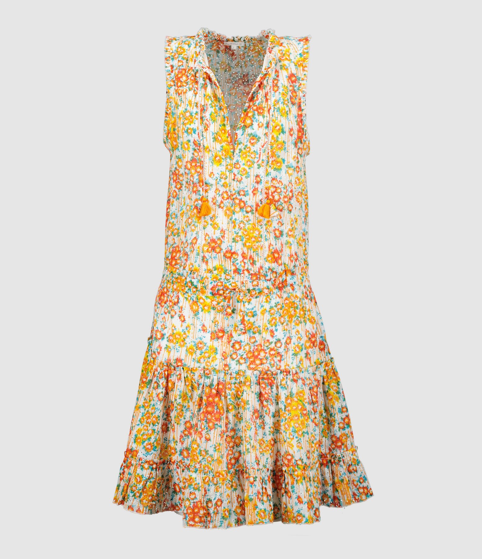 Robe Courte Clara Coton Brodé Orange