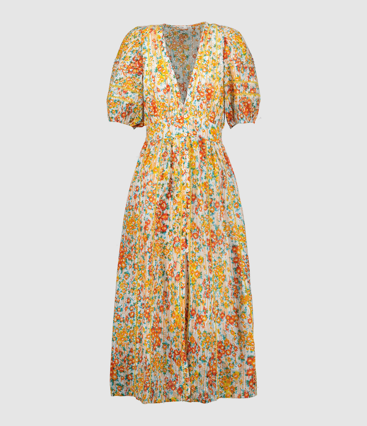 Robe Longue Reine Coton Brodé Orange